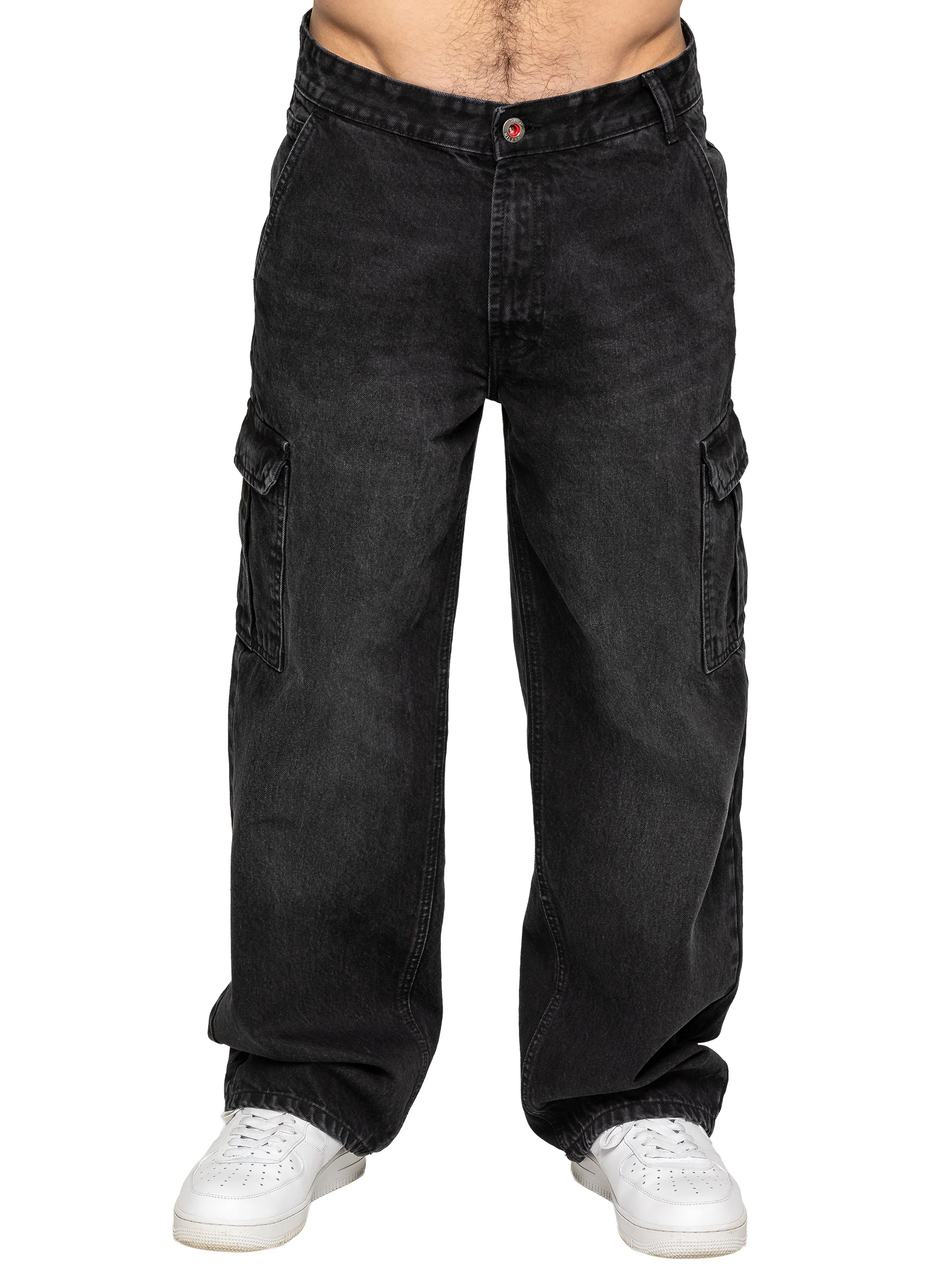 Gonzalo Loose Baggy Cargo Jeans - Black - Image 3