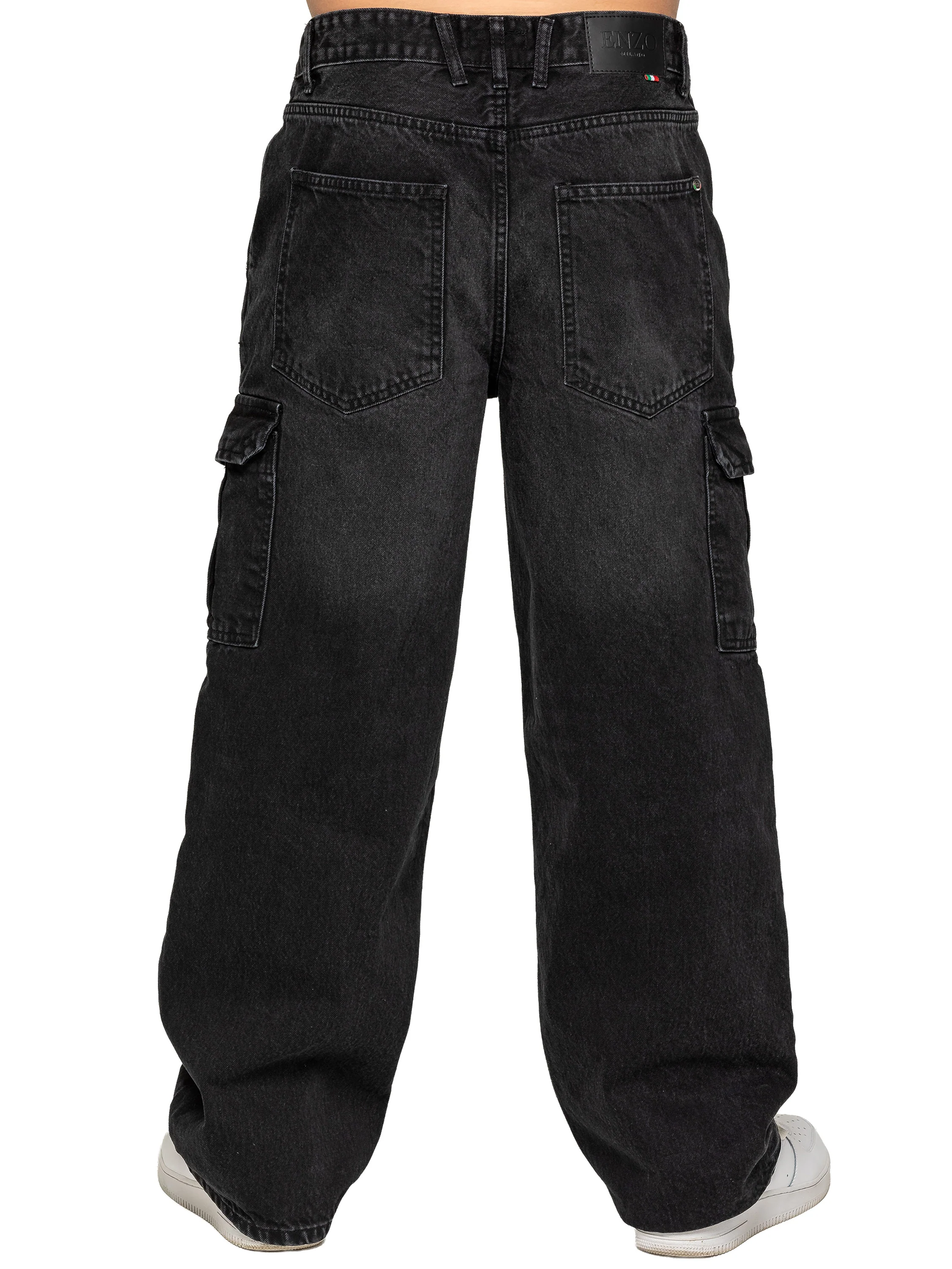 Gonzalo Loose Baggy Cargo Jeans - Black - Image 4