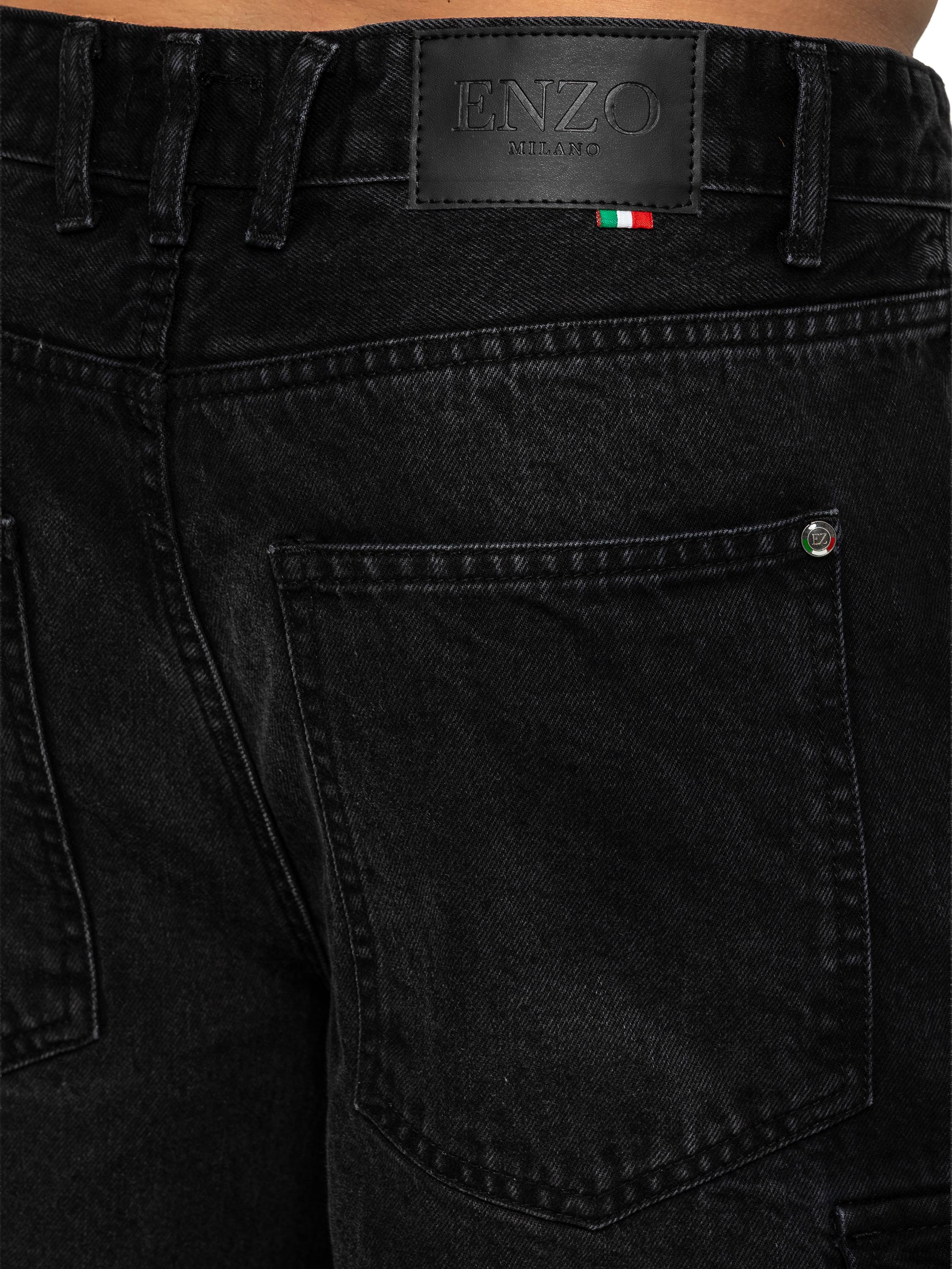 Gonzalo Loose Baggy Cargo Jeans - Black - Image 6