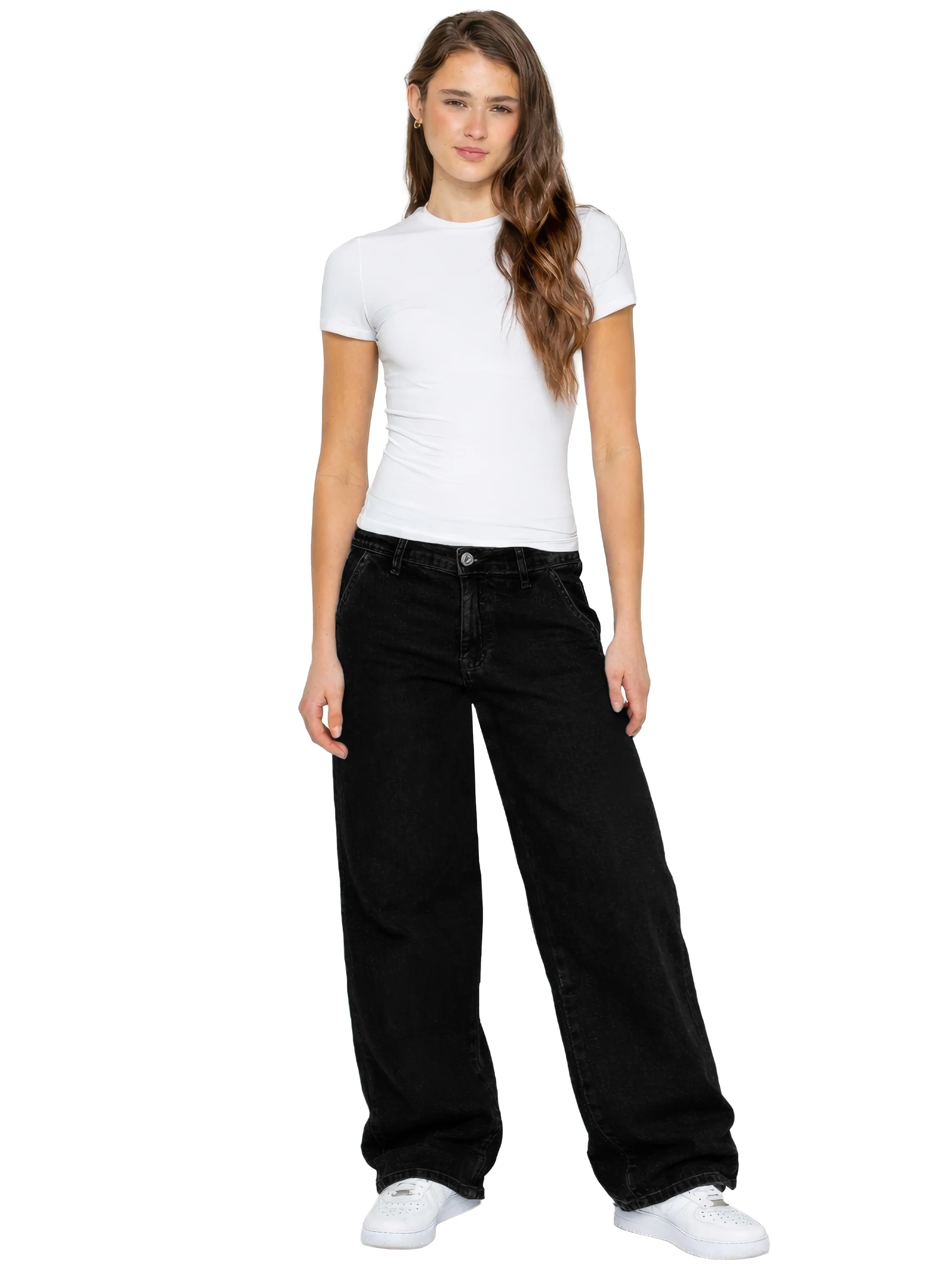 Isla Wide Leg Baggy Jeans - Black - Image 2