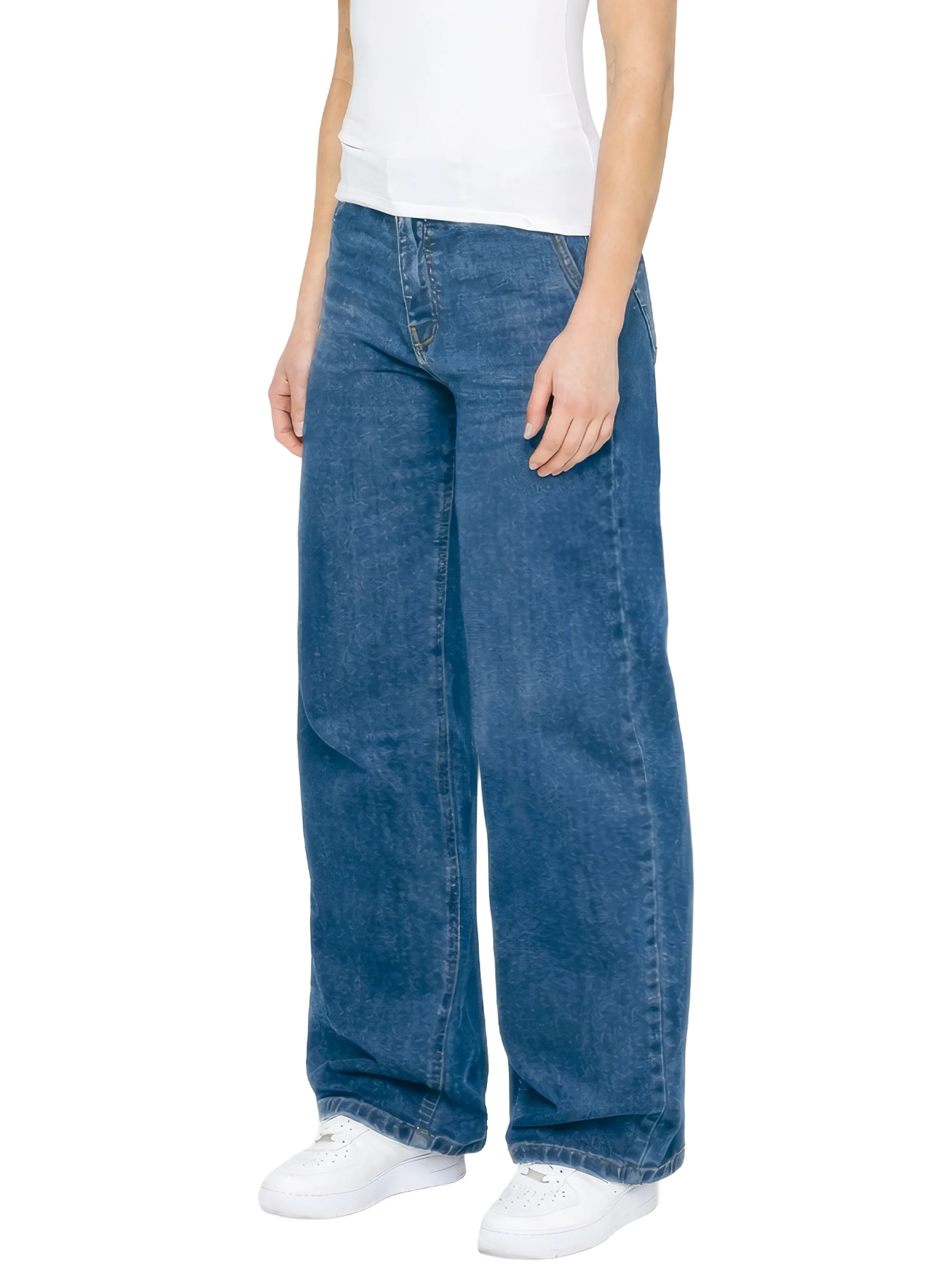 Isla Wide Leg Baggy Jeans - Blue - Image 3