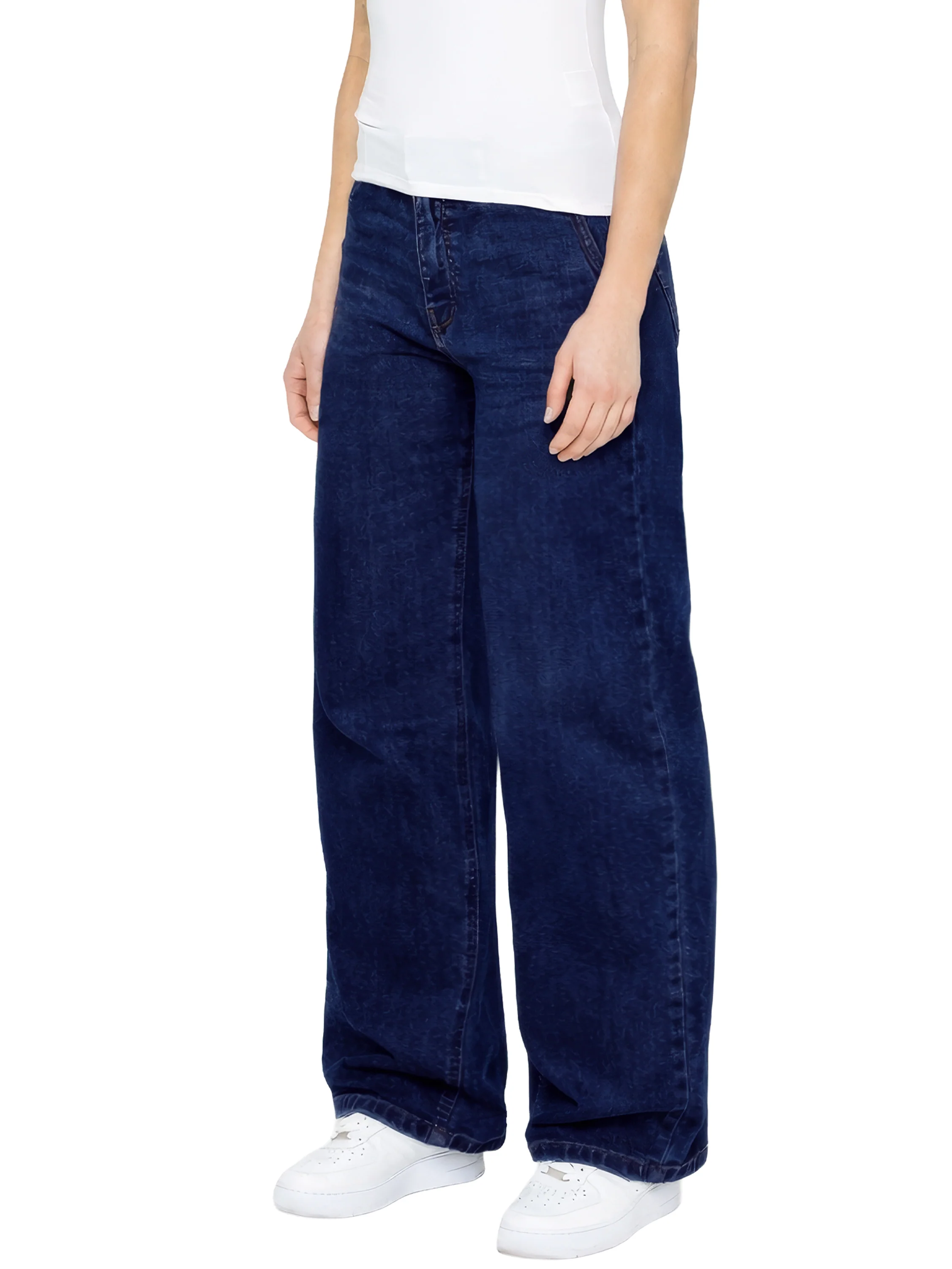 Isla Wide Leg Baggy Jeans - Dark Blue - Image 3