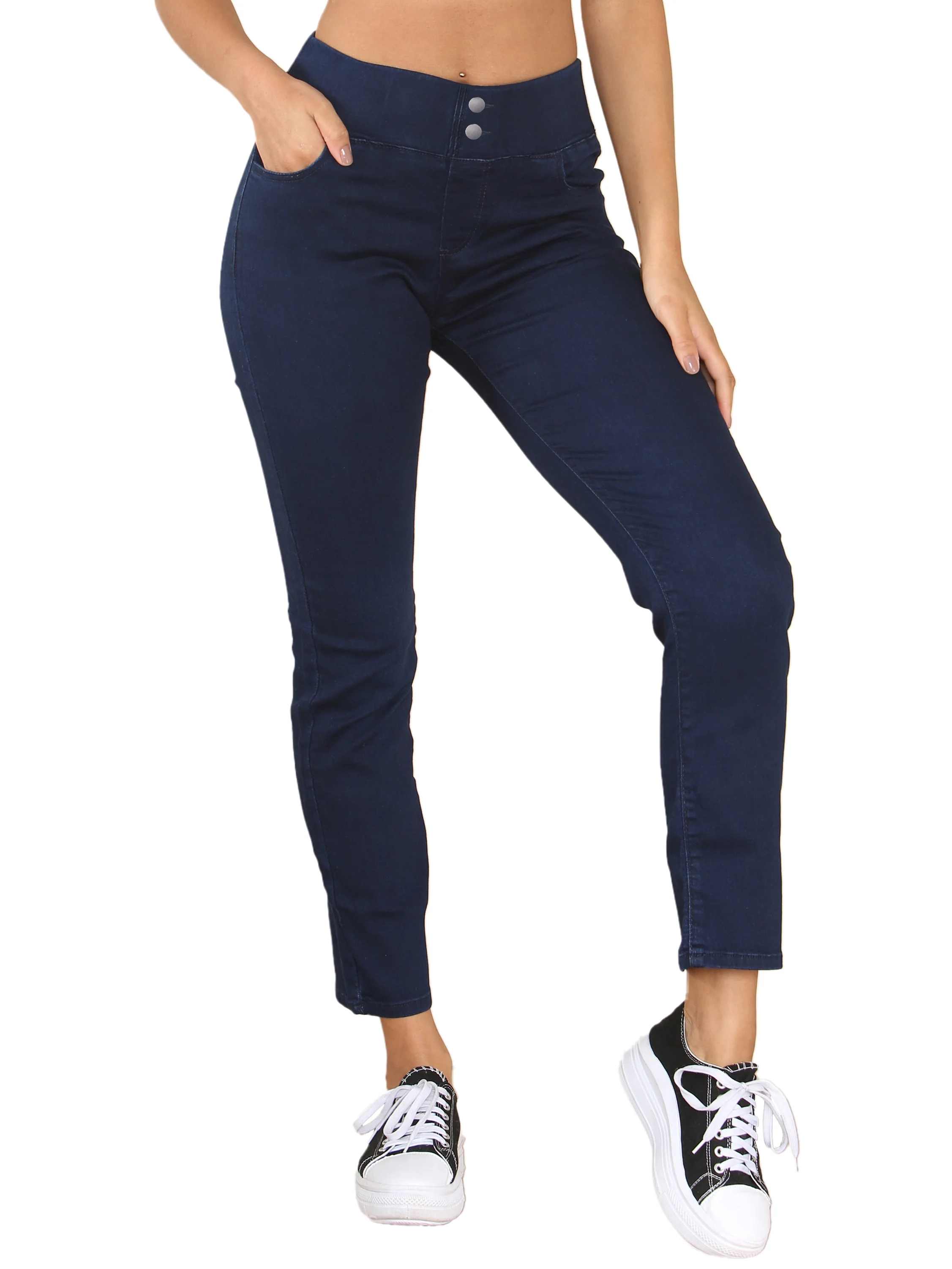 Ivy Elasticated Waist Jeans - Dark Blue - Image 3