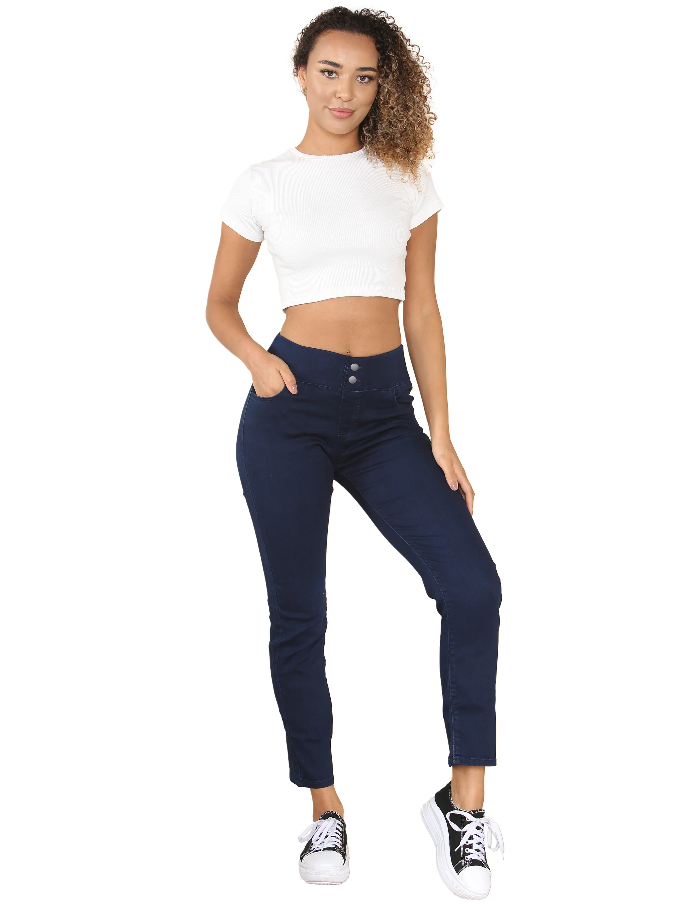 Ivy Elasticated Waist Jeans - Dark Blue - Image 4