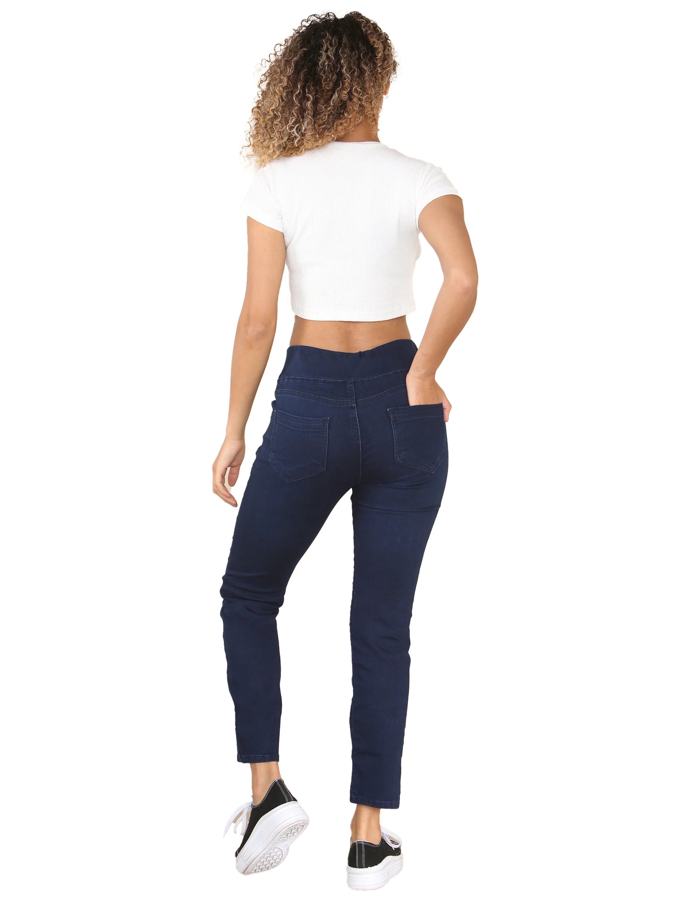 Ivy Elasticated Waist Jeans - Dark Blue - Image 5