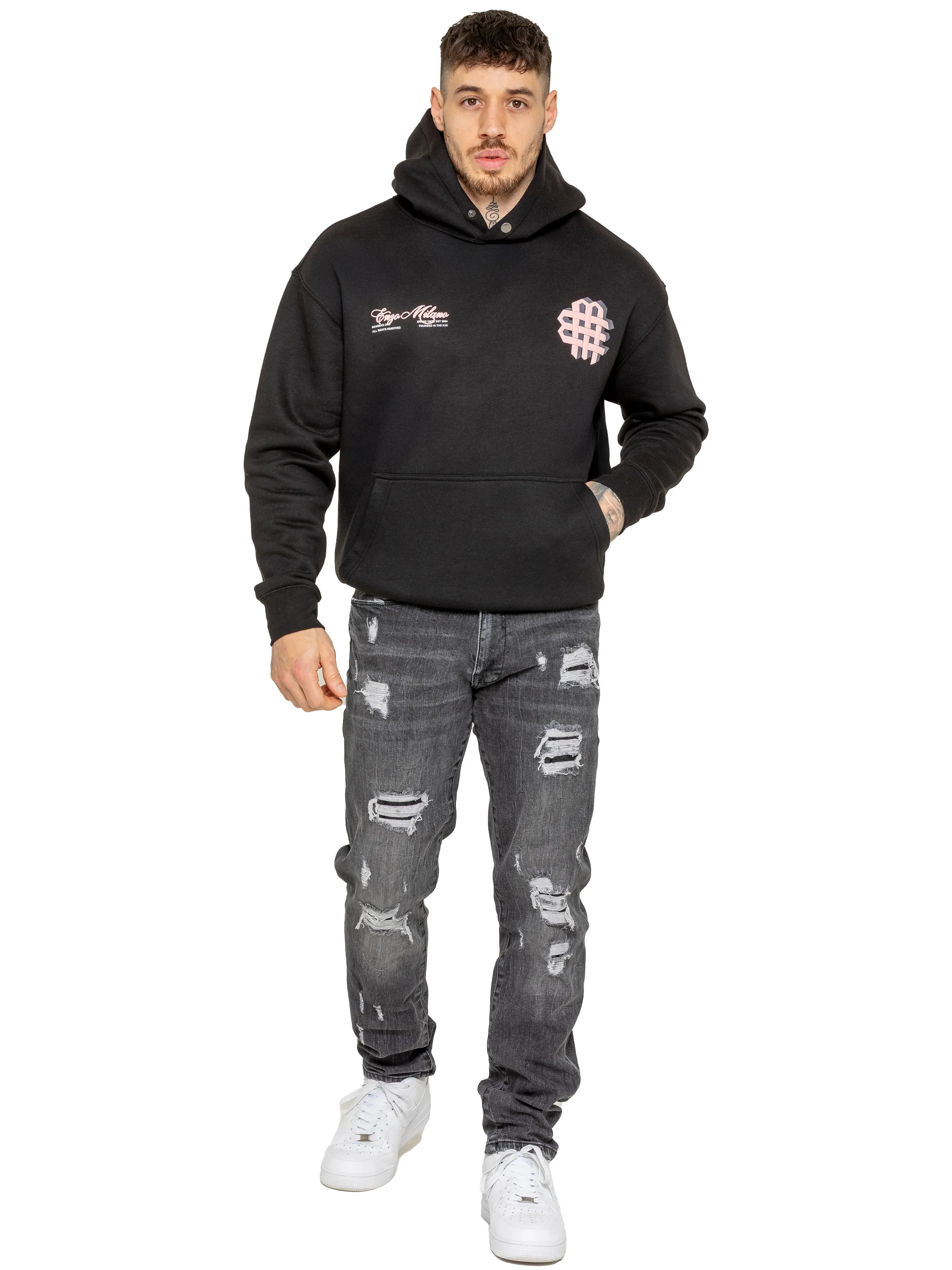 Jaques Applique Pullover Hoodie - Black - Image 6