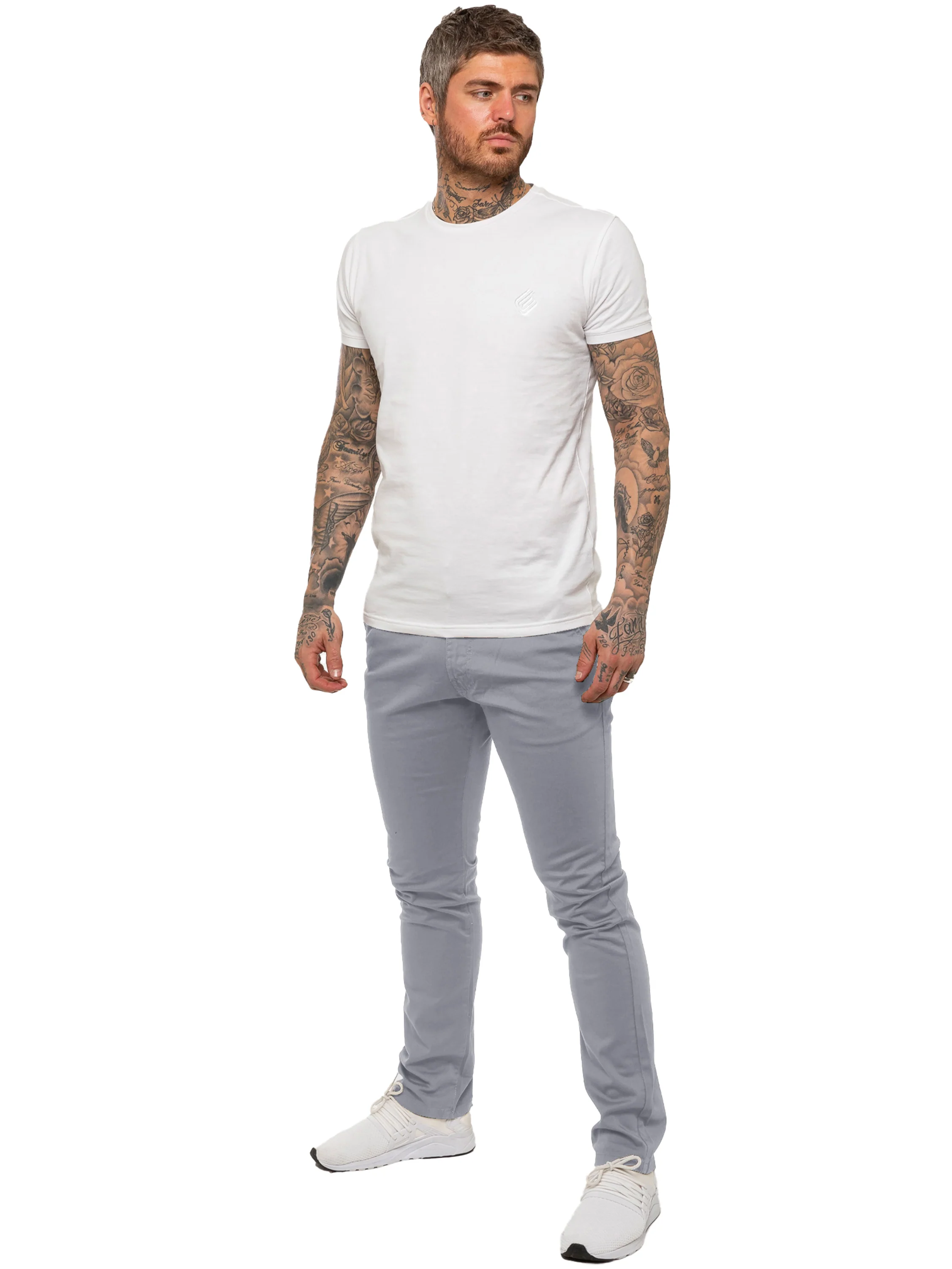 Kaiden Slim Stretch Trousers - Light Grey - Image 4