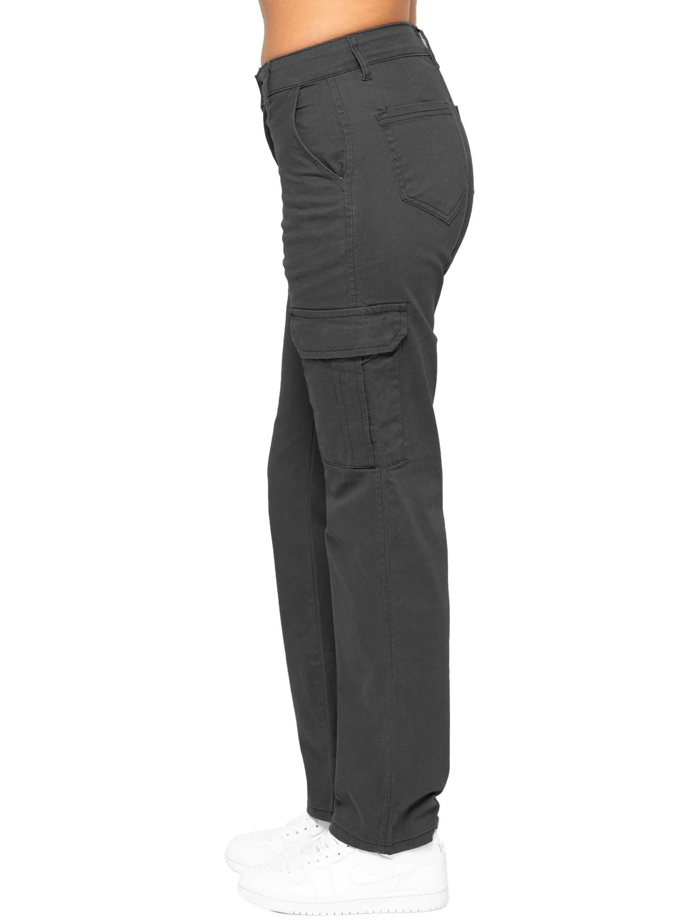 Kara Straight Leg Cargo Trousers - Grey - Image 4