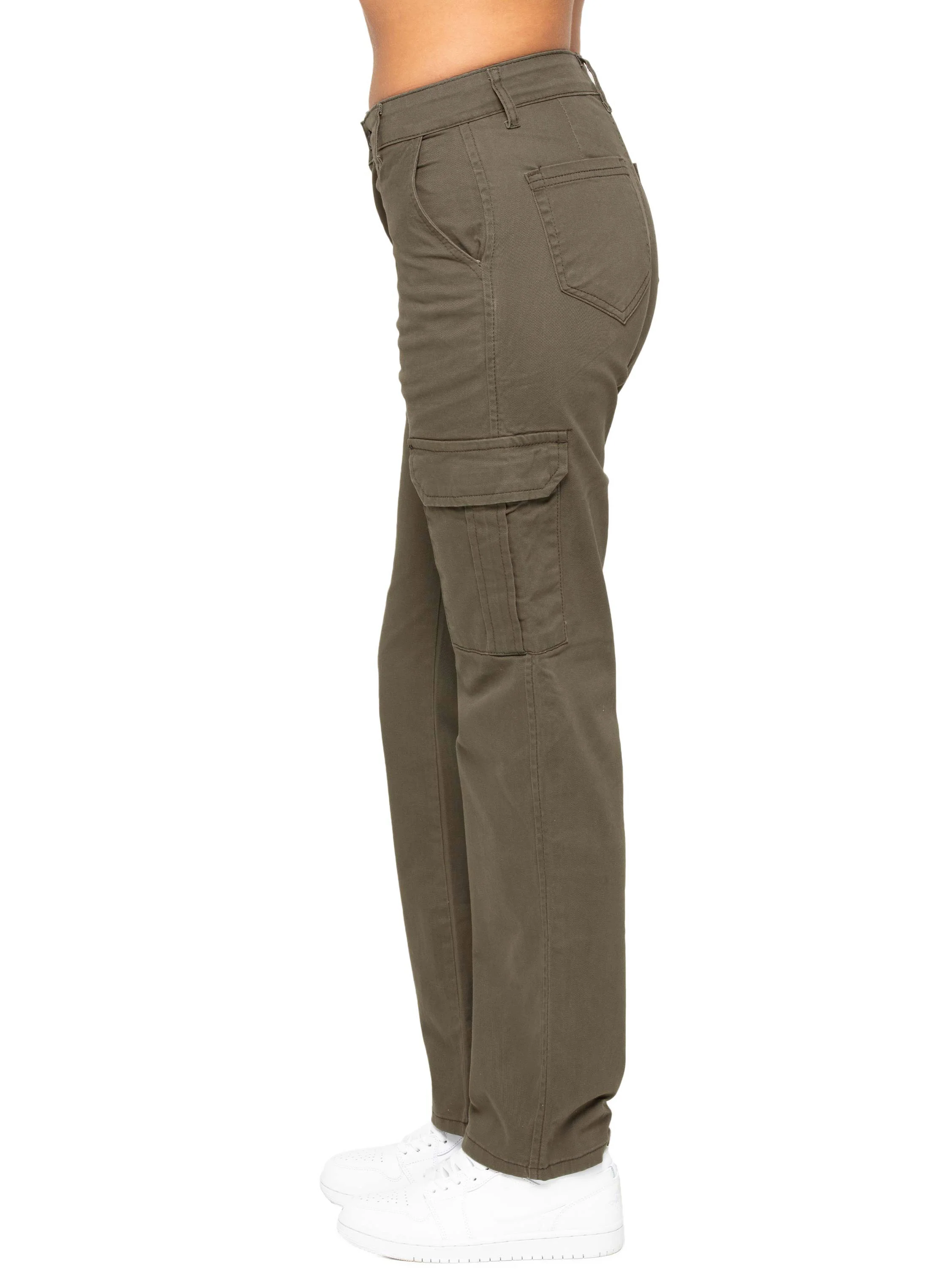 Kara Straight Leg Cargo Trousers - Khaki - Image 4