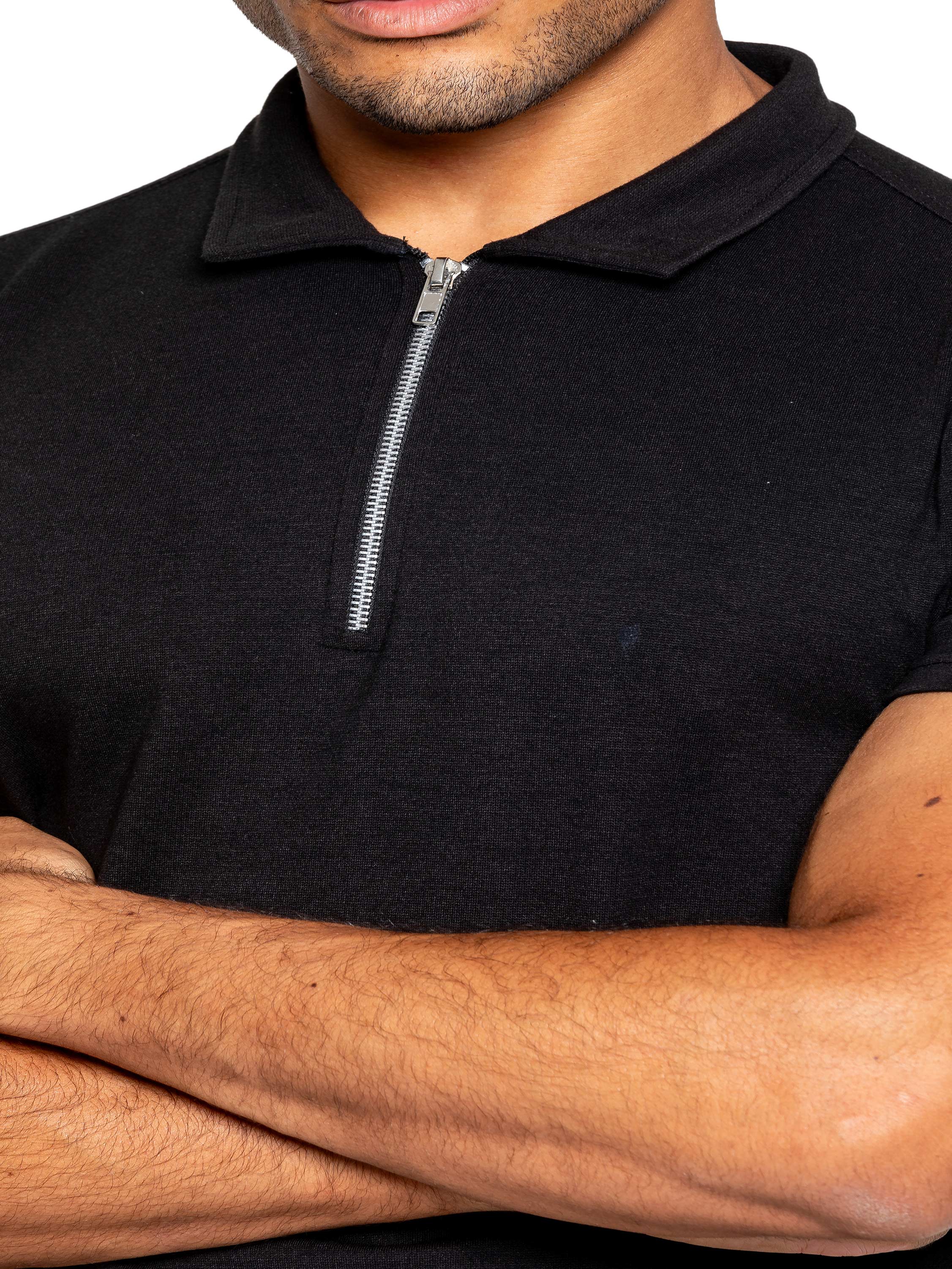 Karson Cotton Zip Polo Shirt and Shorts Set - Black - Image 5