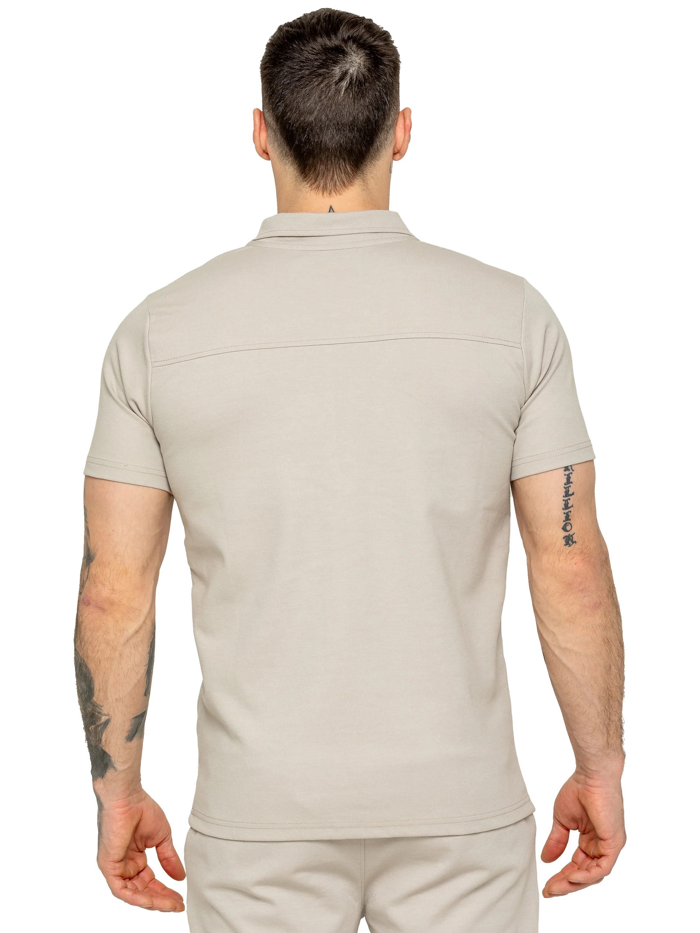 Karson Zip Polo Shirt - Beige - Image 4