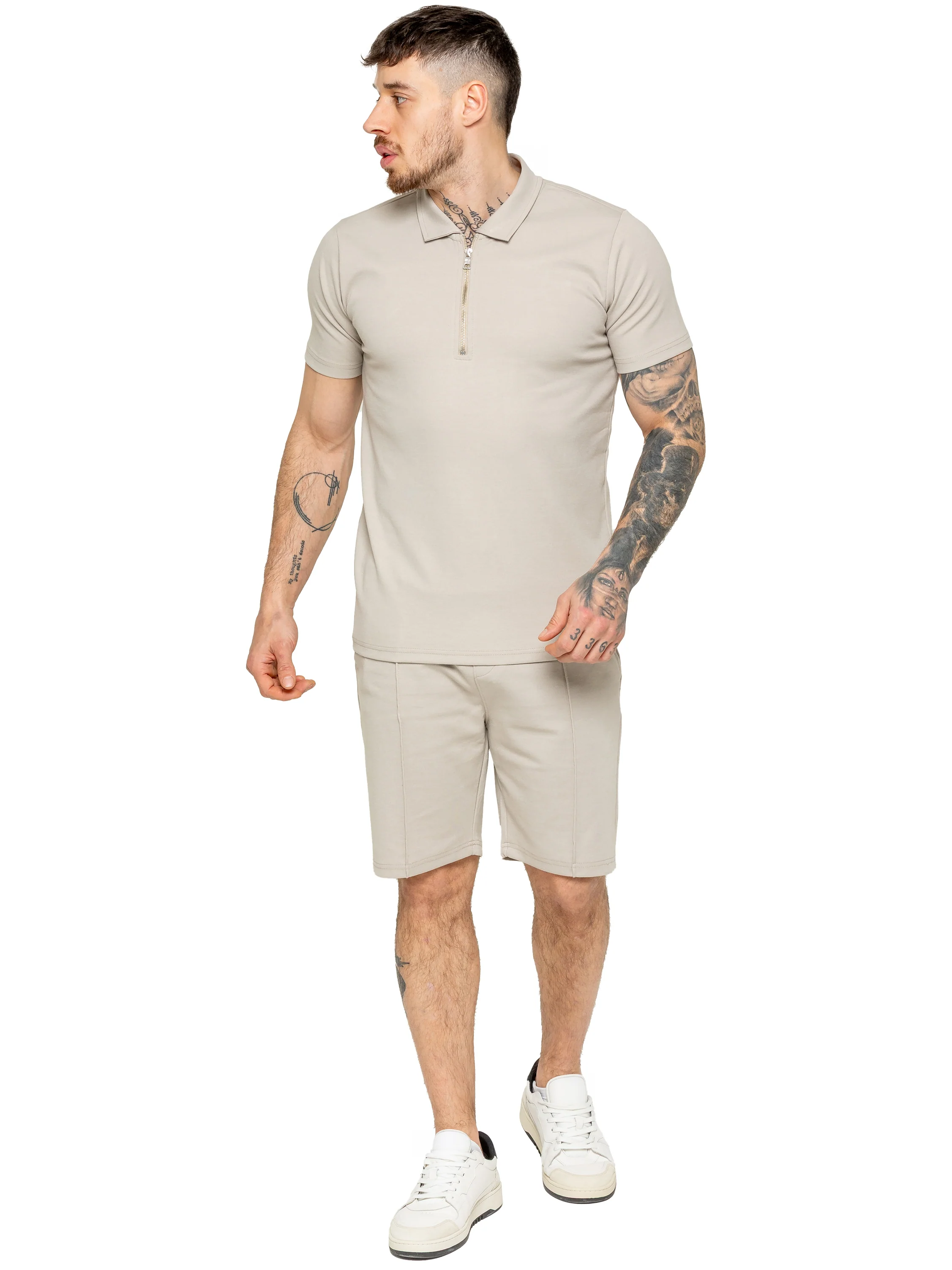 Karson Zip Polo Shirt - Beige - Image 5