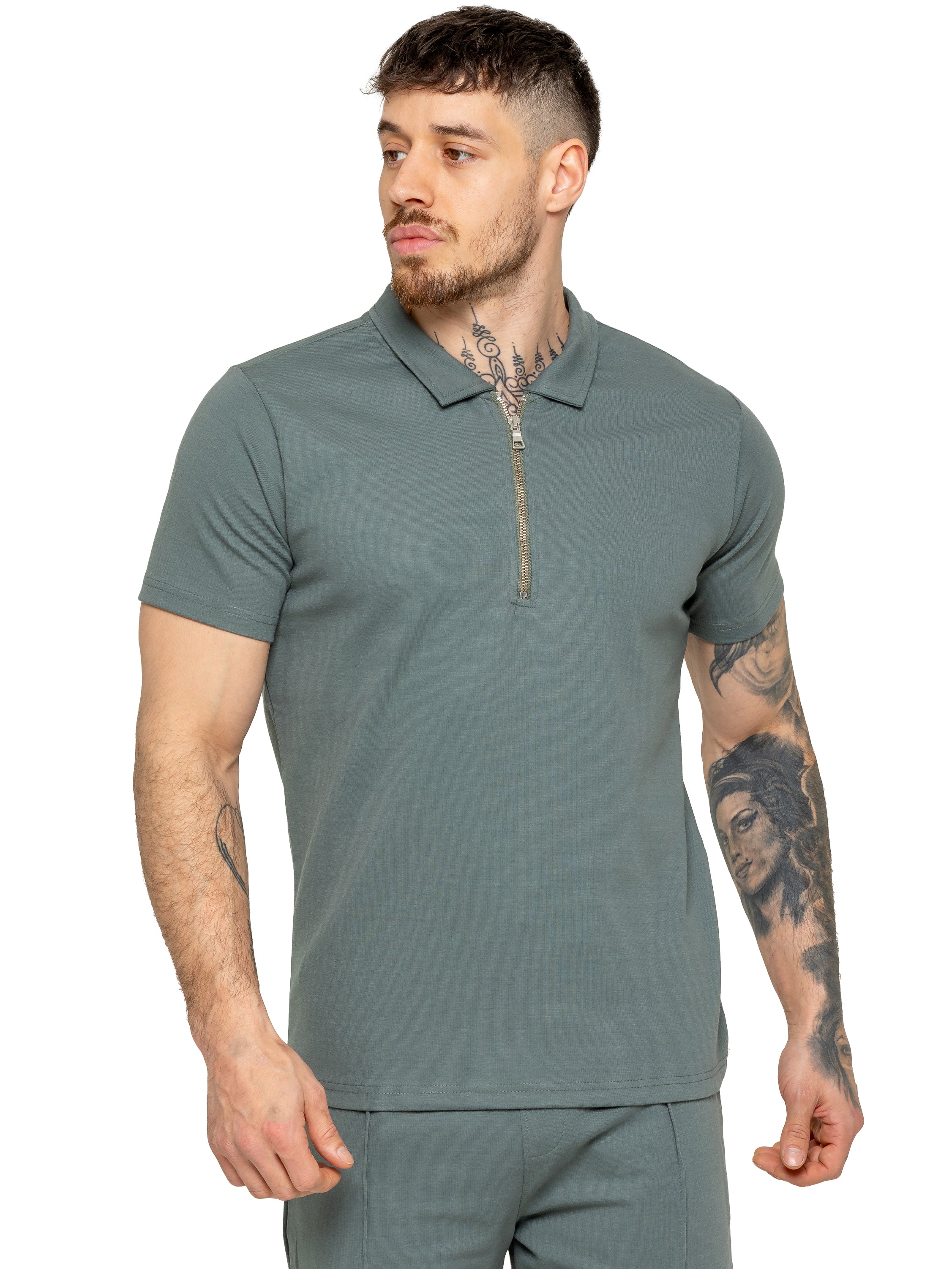 Karson Zip Polo Shirt - Emerald Green - Image 4