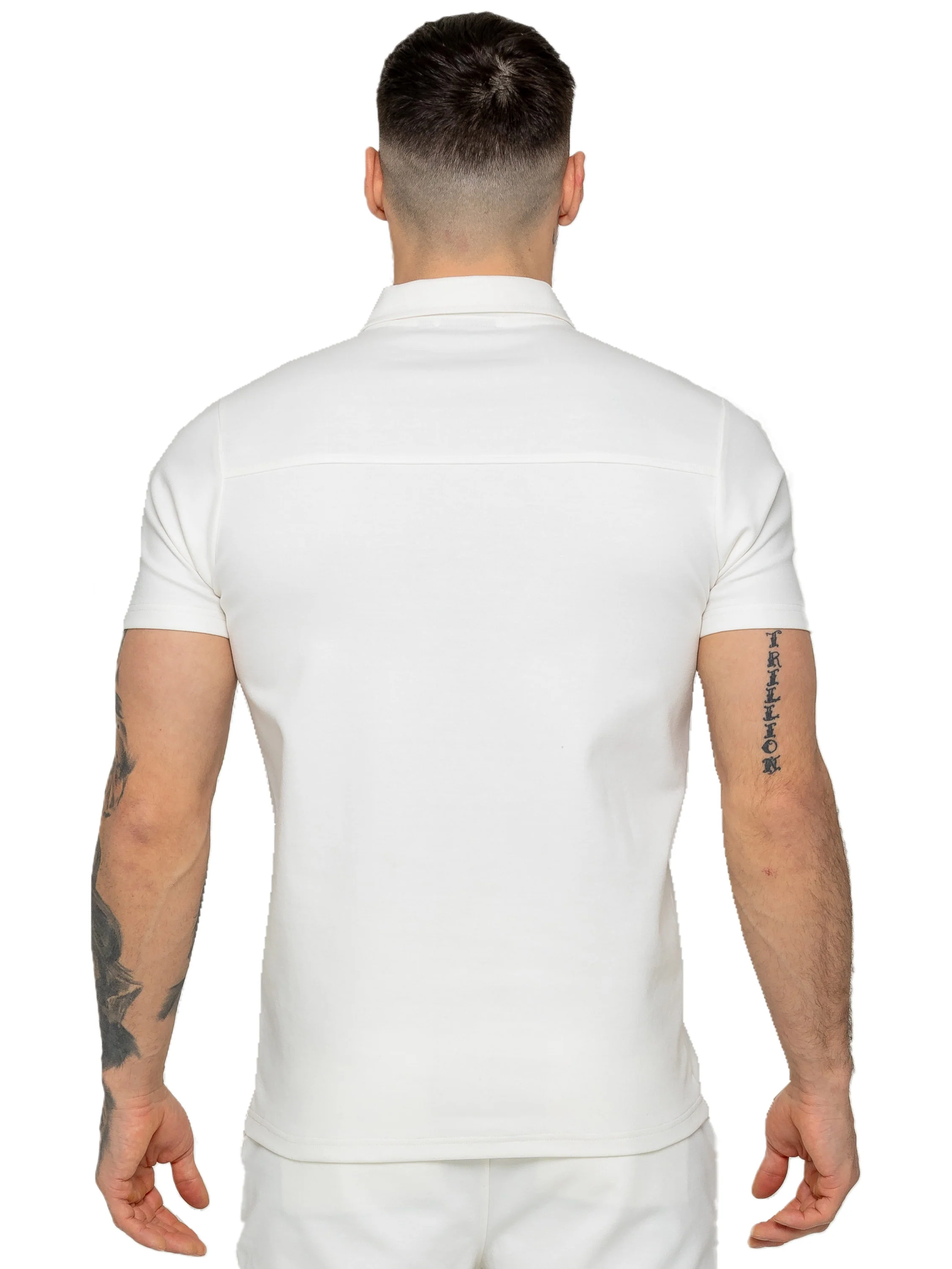 Karson Zip Polo Shirt - Off White - Image 5