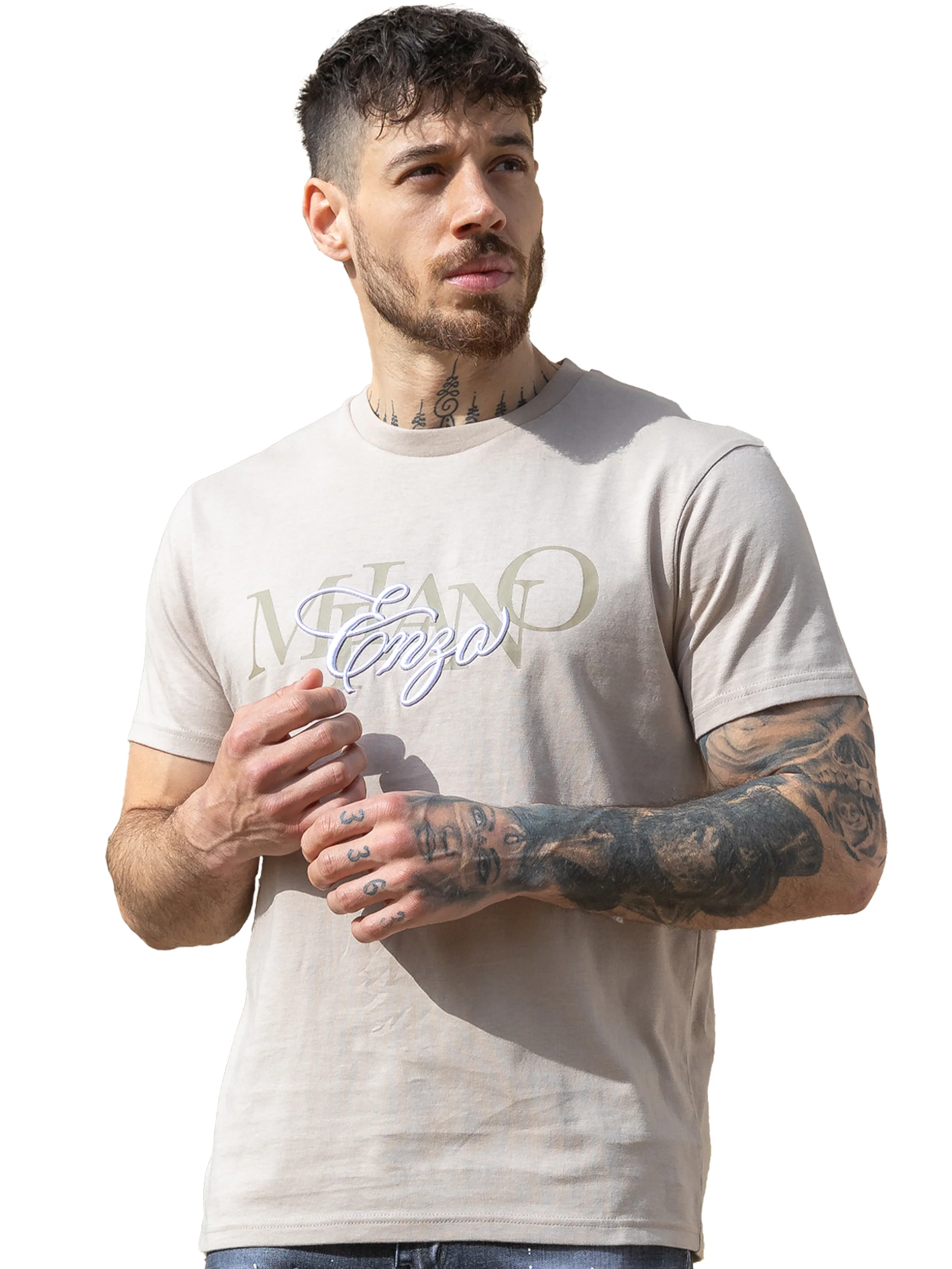 Lazarro Embroidered T-Shirt - Clay - Image 2