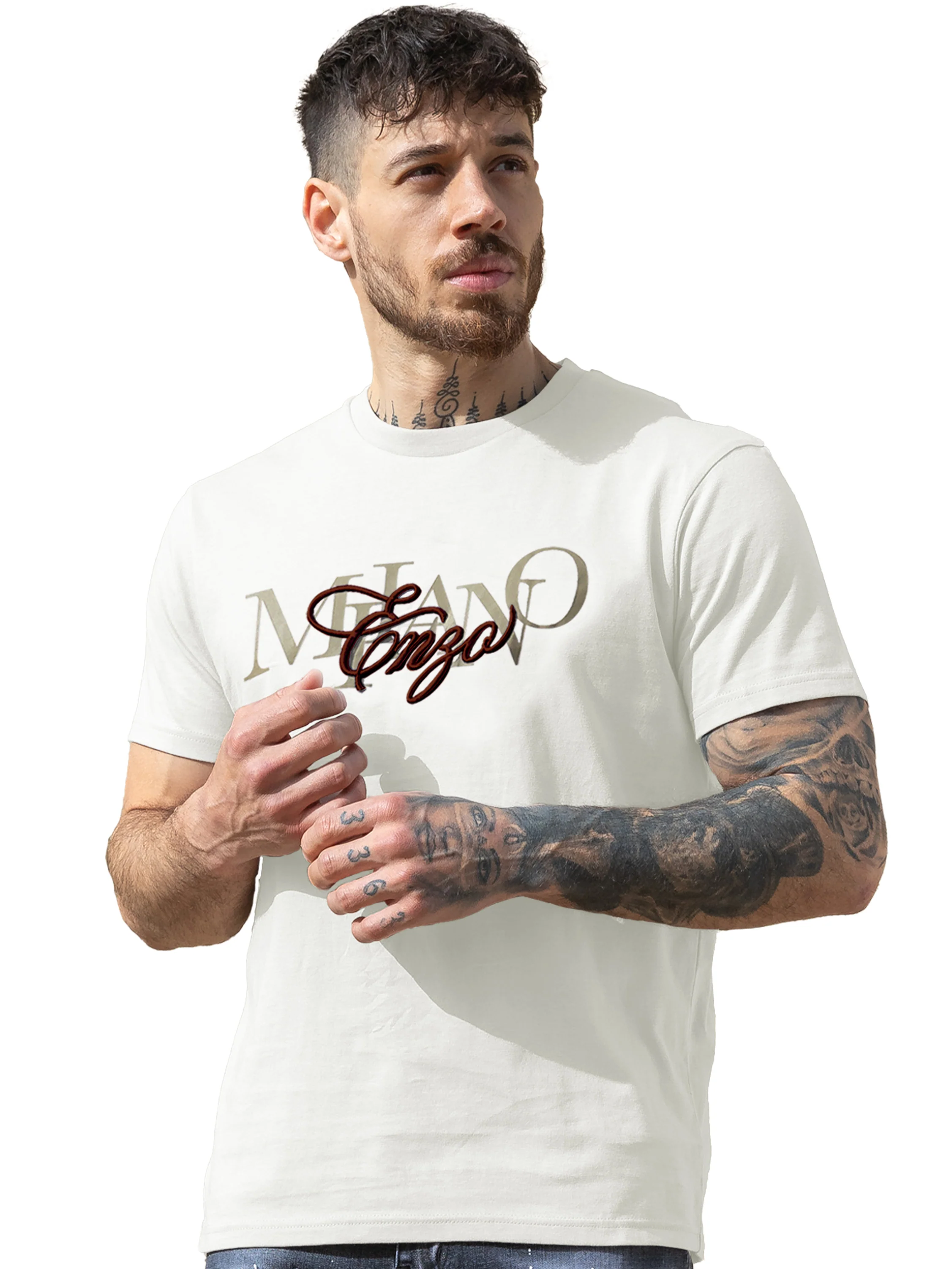Lazarro Embroidered T-Shirt - White - Image 3