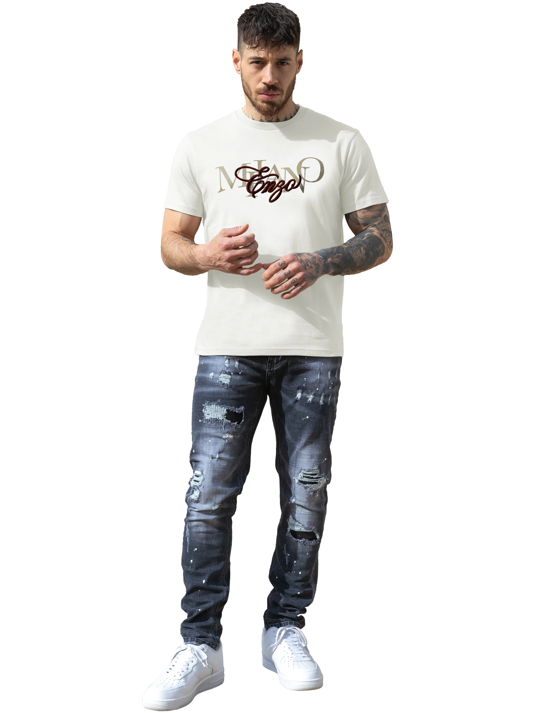 Lazarro Embroidered T-Shirt - White - Image 4