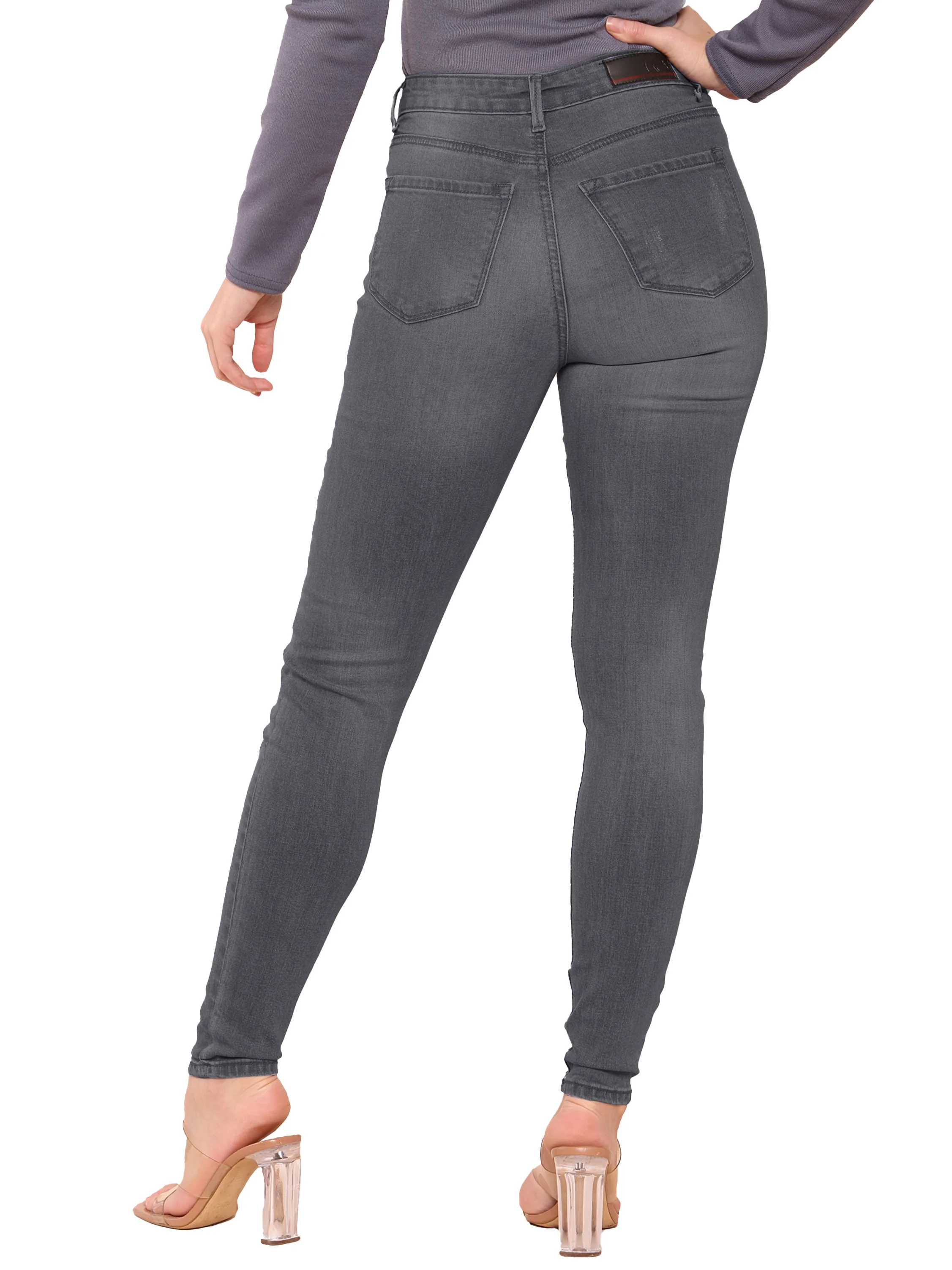 Lily Skinny Ripped Jeans - Grey - Image 2