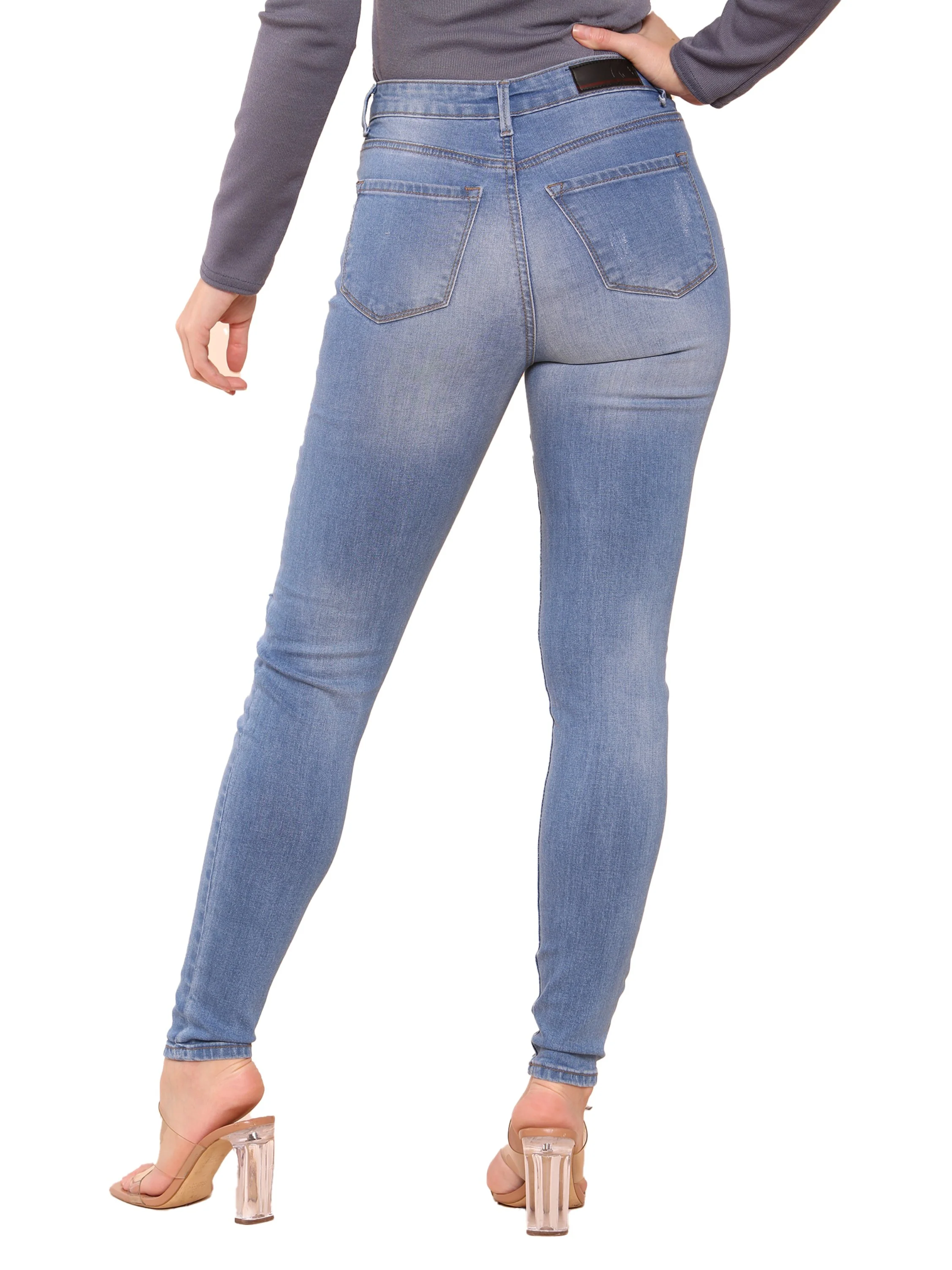 Lily Skinny Ripped Jeans - Light Blue - Image 2