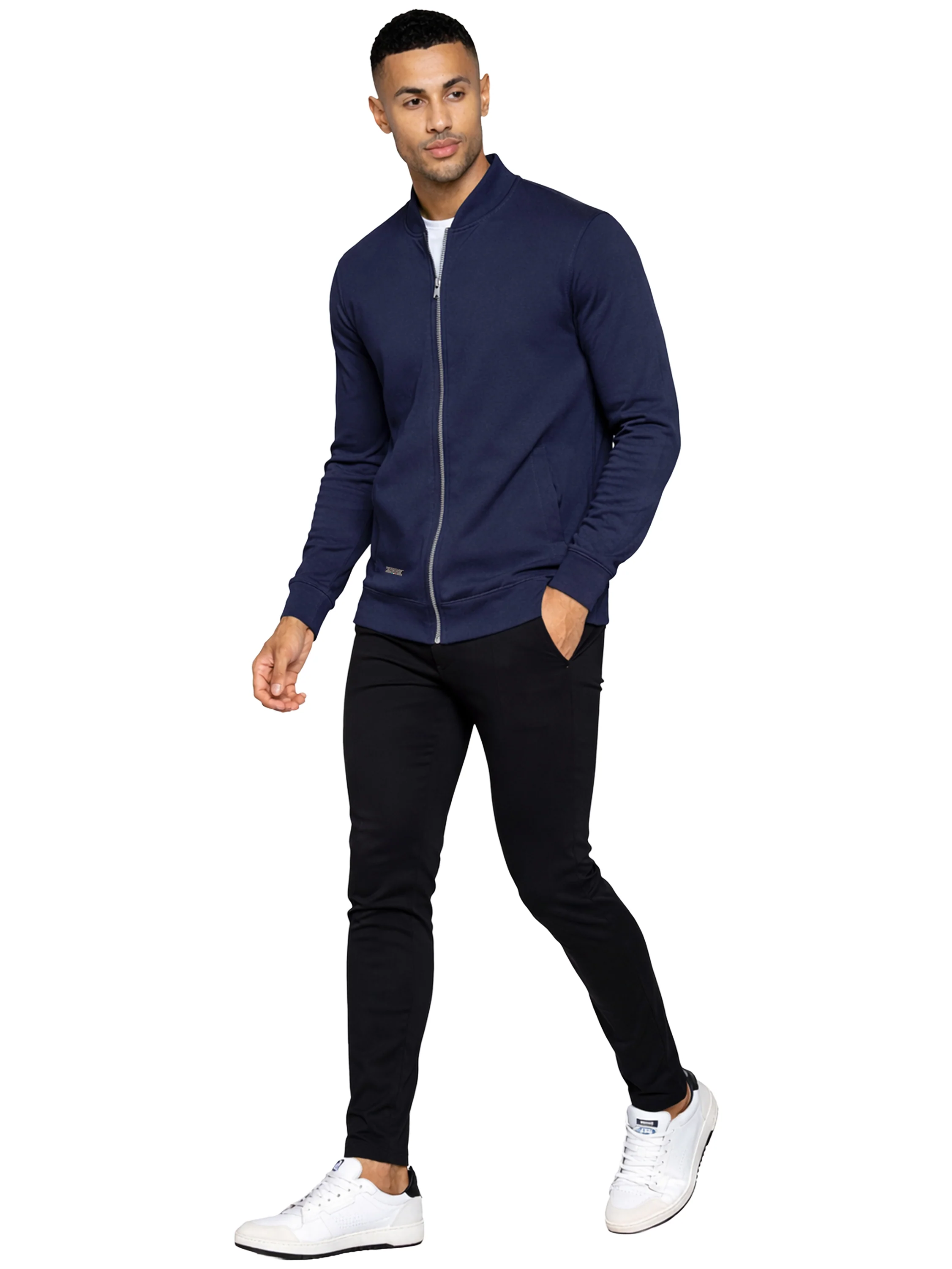 Maceo Zip Funnel Neck Sweatshirt - Navy - Image 2