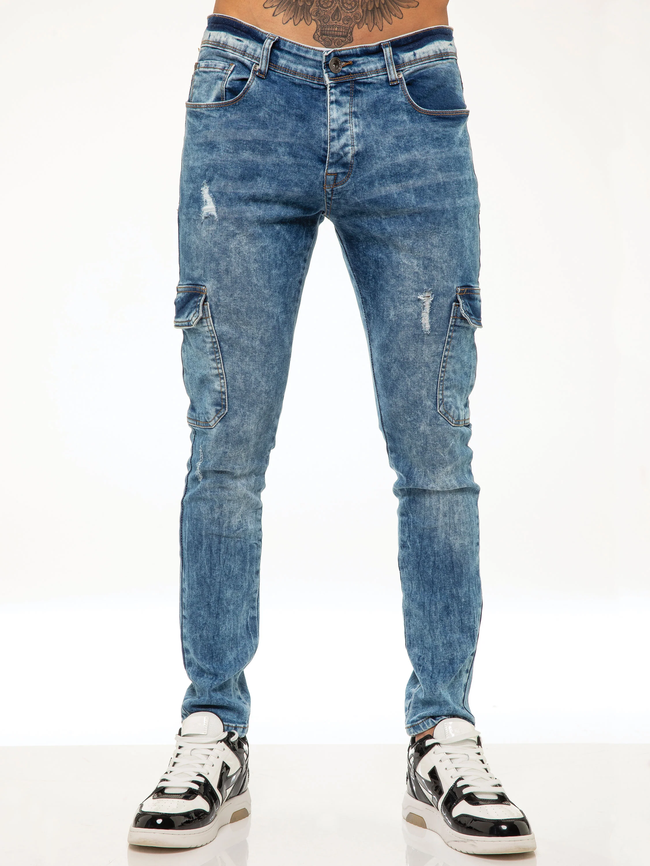 Marco Skinny Cargo Jeans - Blue - Image 4