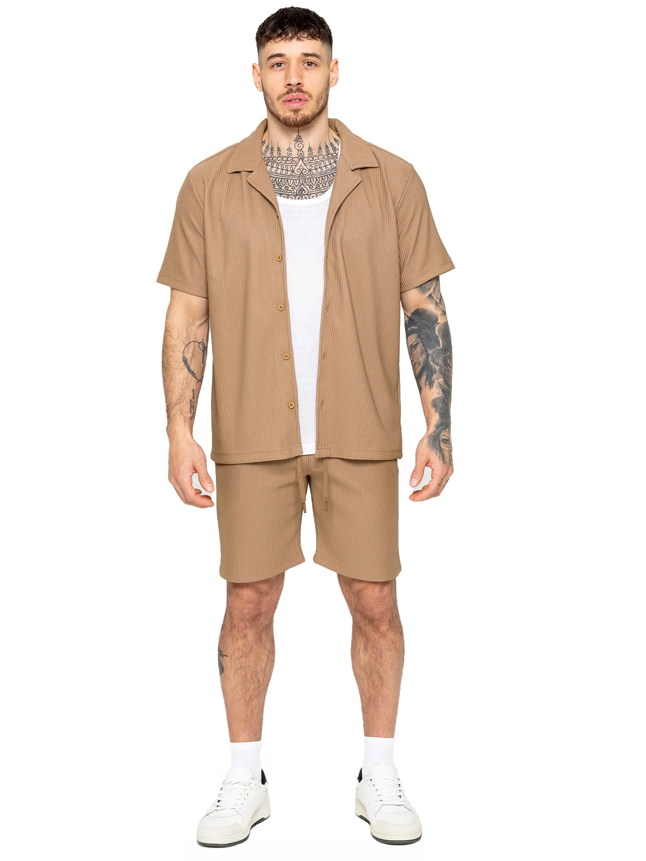 Matteo Pleated Shirt - Beige