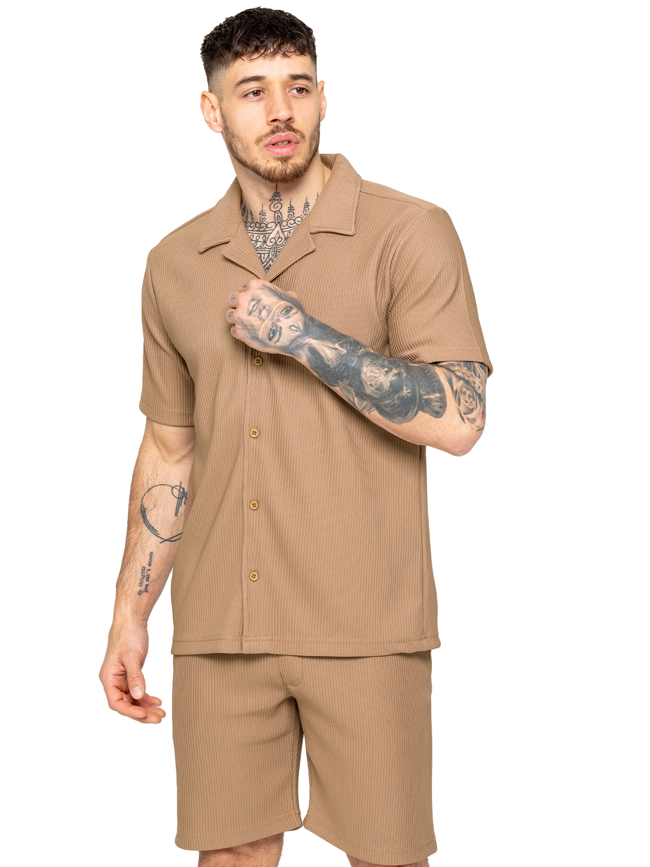 Matteo Pleated Shirt - Beige - Image 4