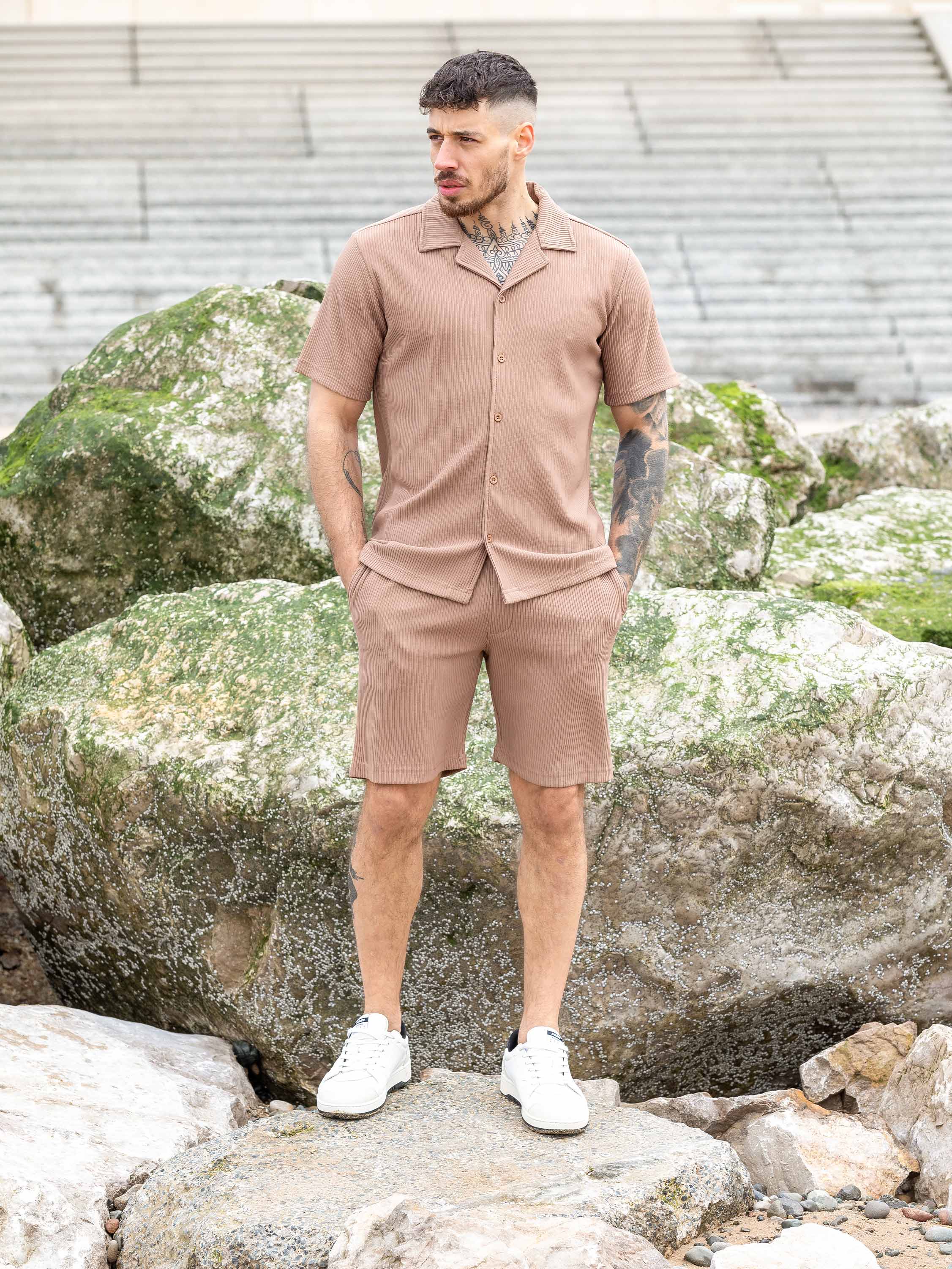 Matteo Pleated Shorts - Beige - Image 2