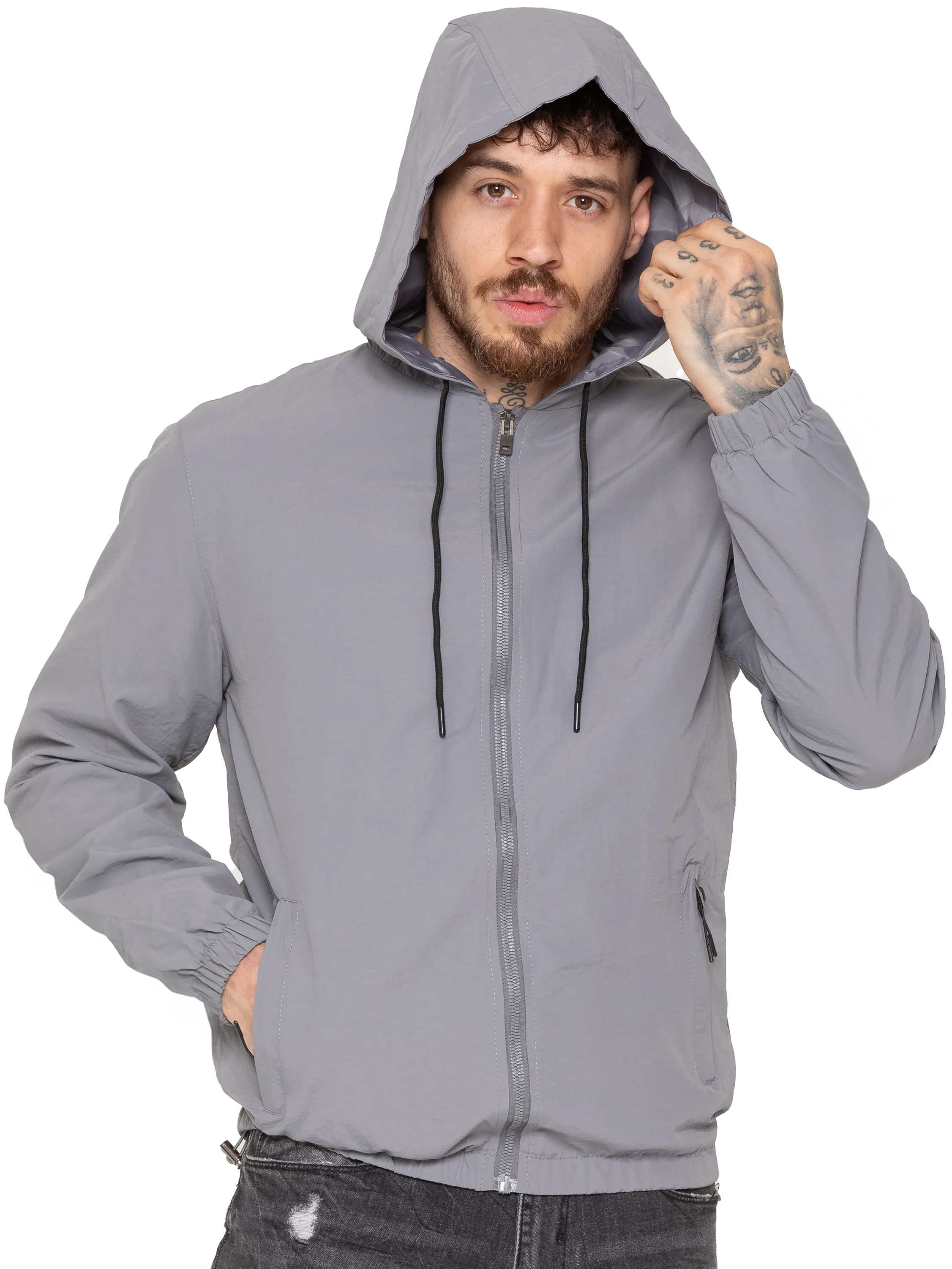 Mattia Windbreaker Jacket - Grey - Image 2
