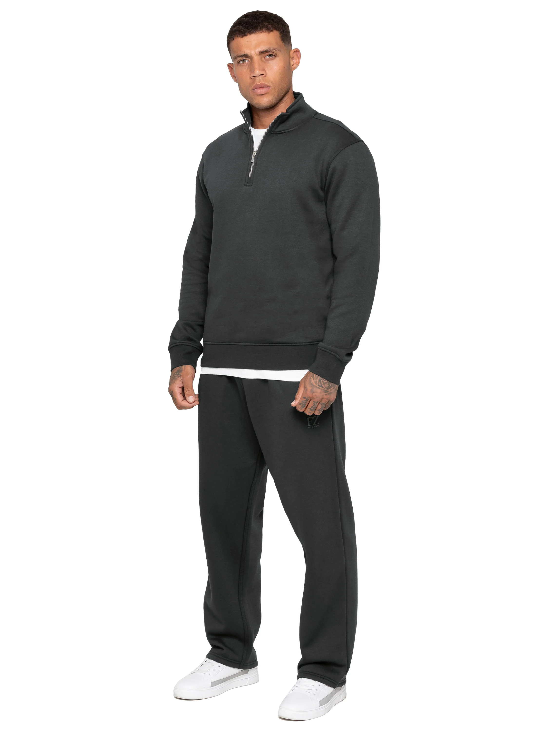 Maximo Half Zip Sweatshirt and Joggers Set - Dark Grey