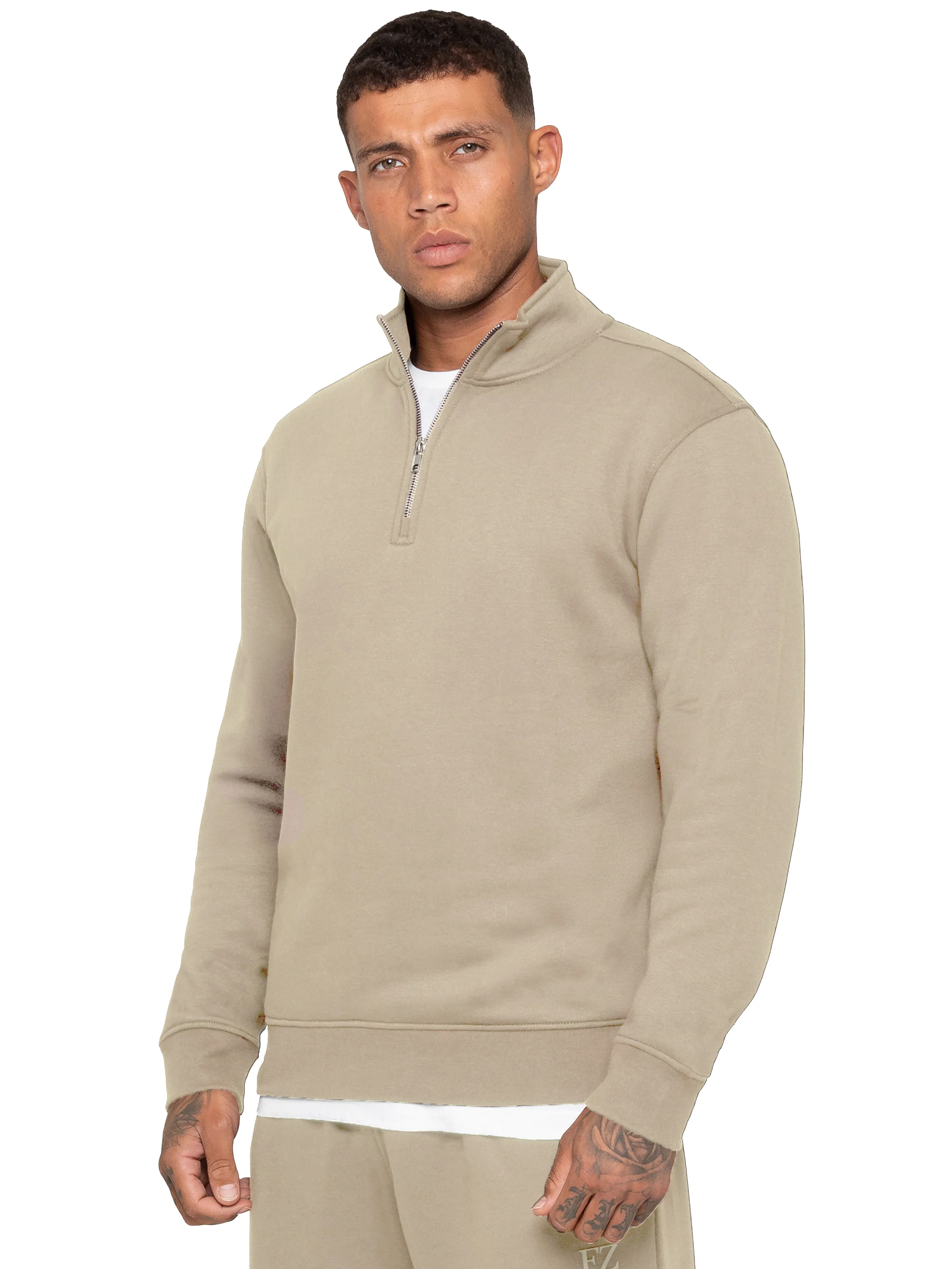 Maximo Half Zip Sweatshirt and Joggers Set - Stone - Image 4