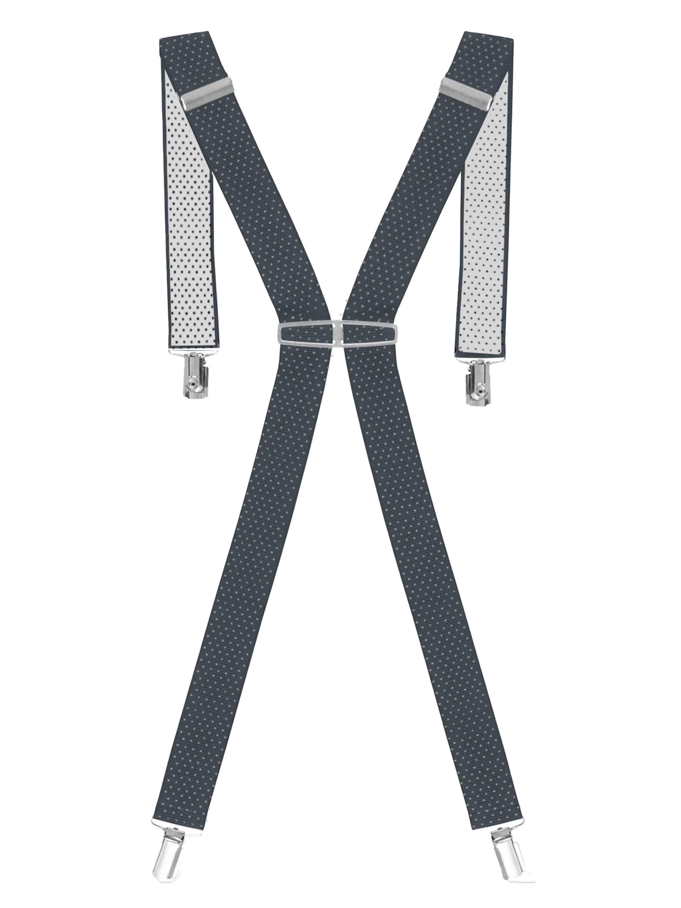 Men's Elasticated Braces - Grey Polka Dot