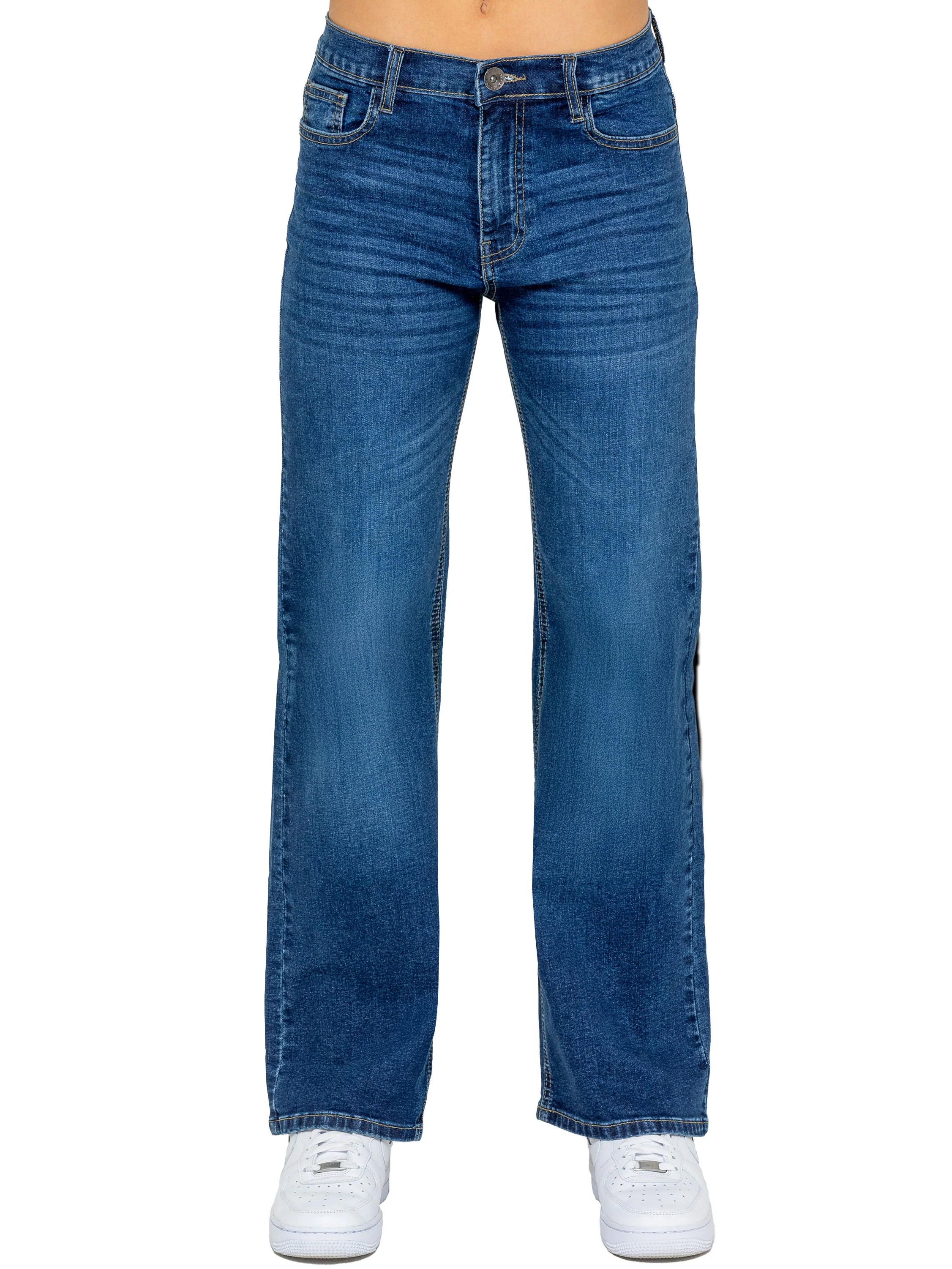Mila High Rise Wide Leg Jeans - Mid Blue - Image 2