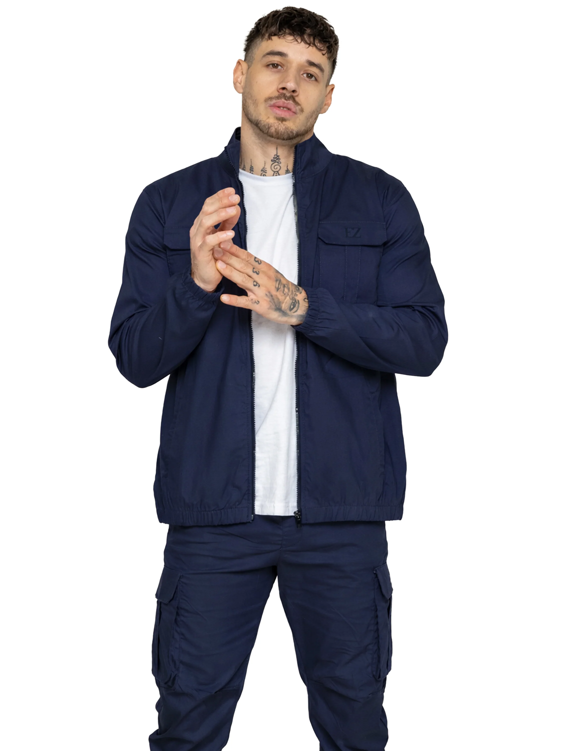 Nicolas Cargo Overshirt Track Jacket - Navy - Image 2