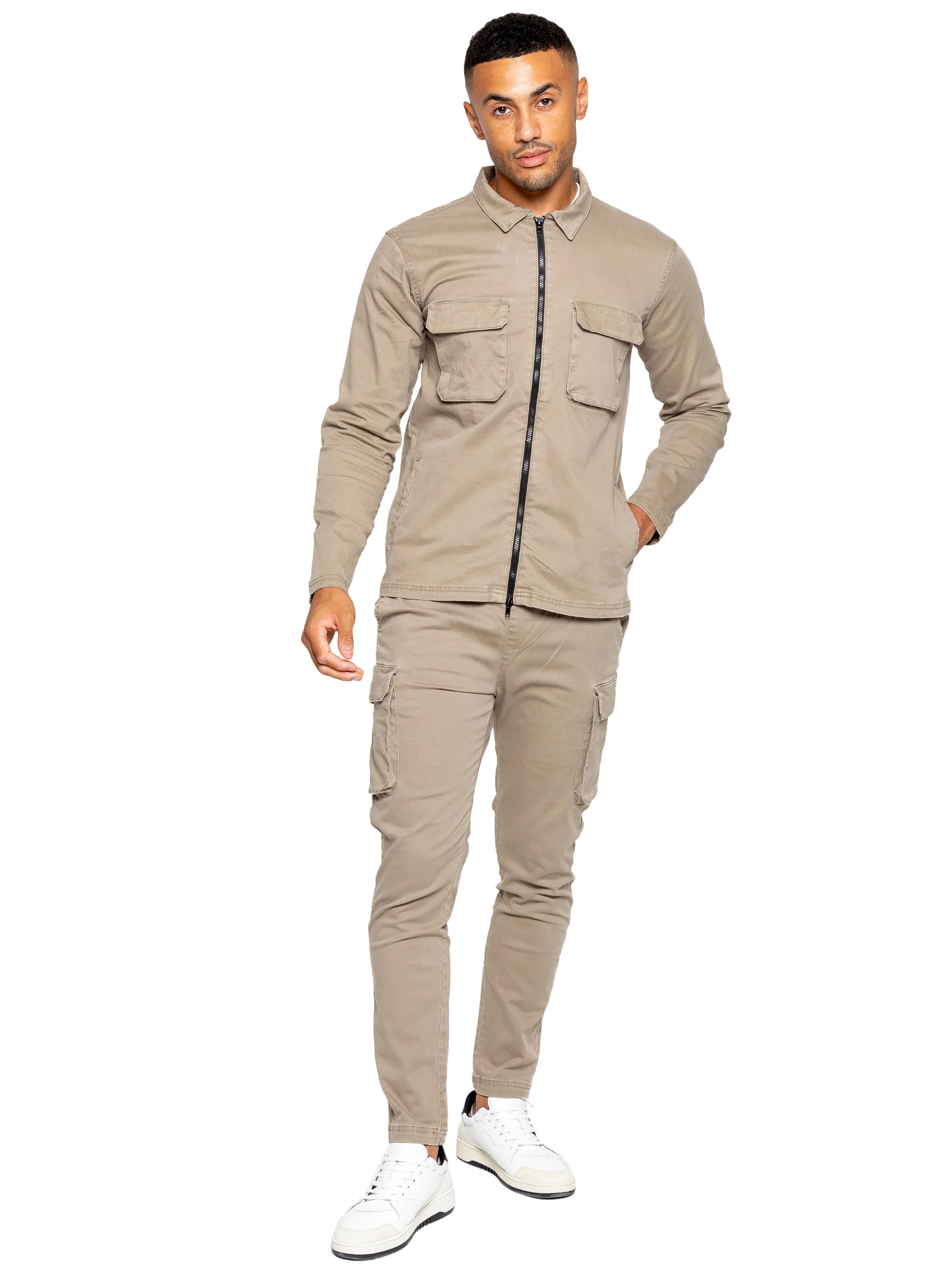 Nova Dye Cargo Jacket and Pants Set - Beige - Image 3