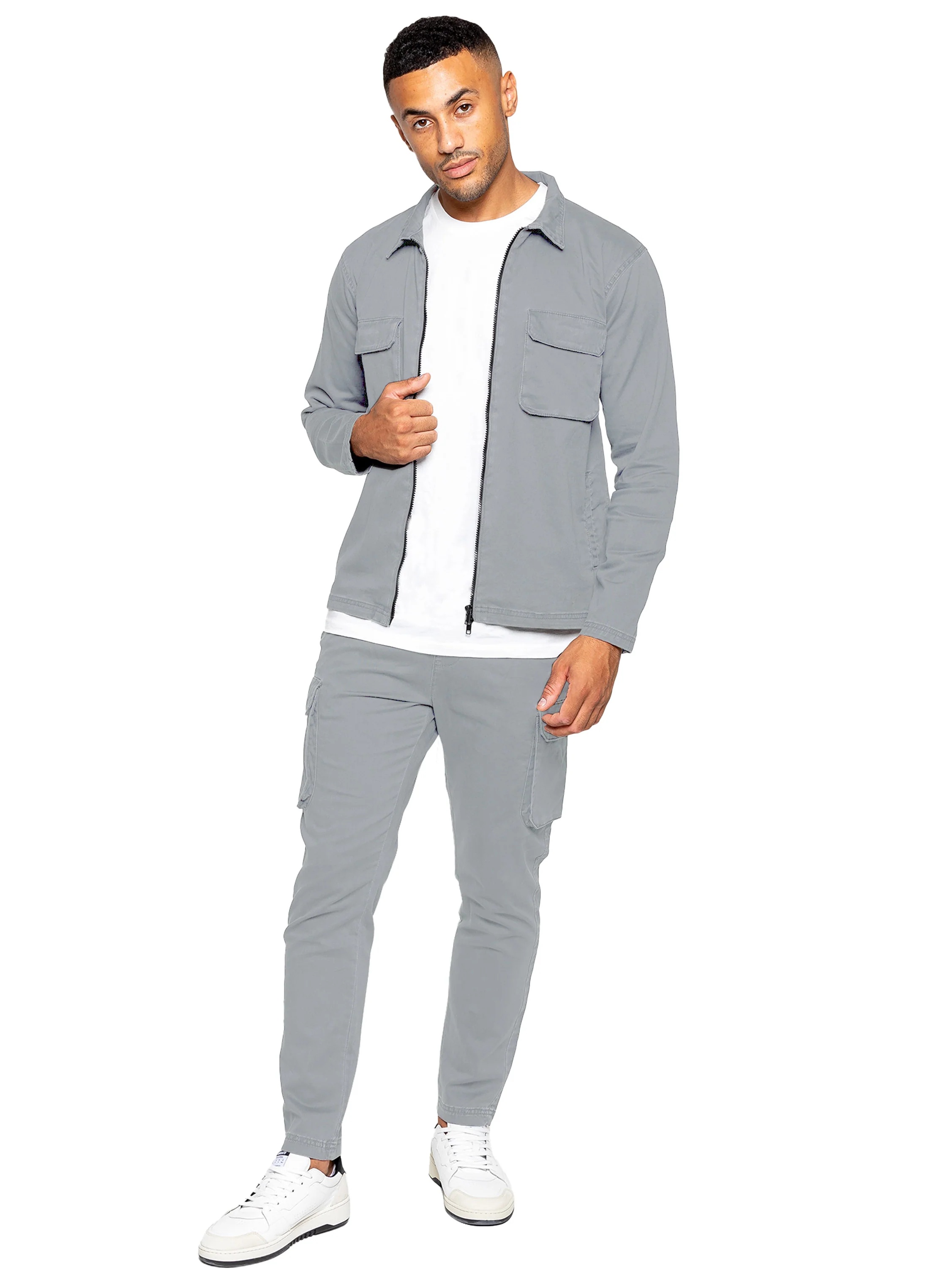 Nova Dye Cargo Jacket and Pants Set - Light Grey