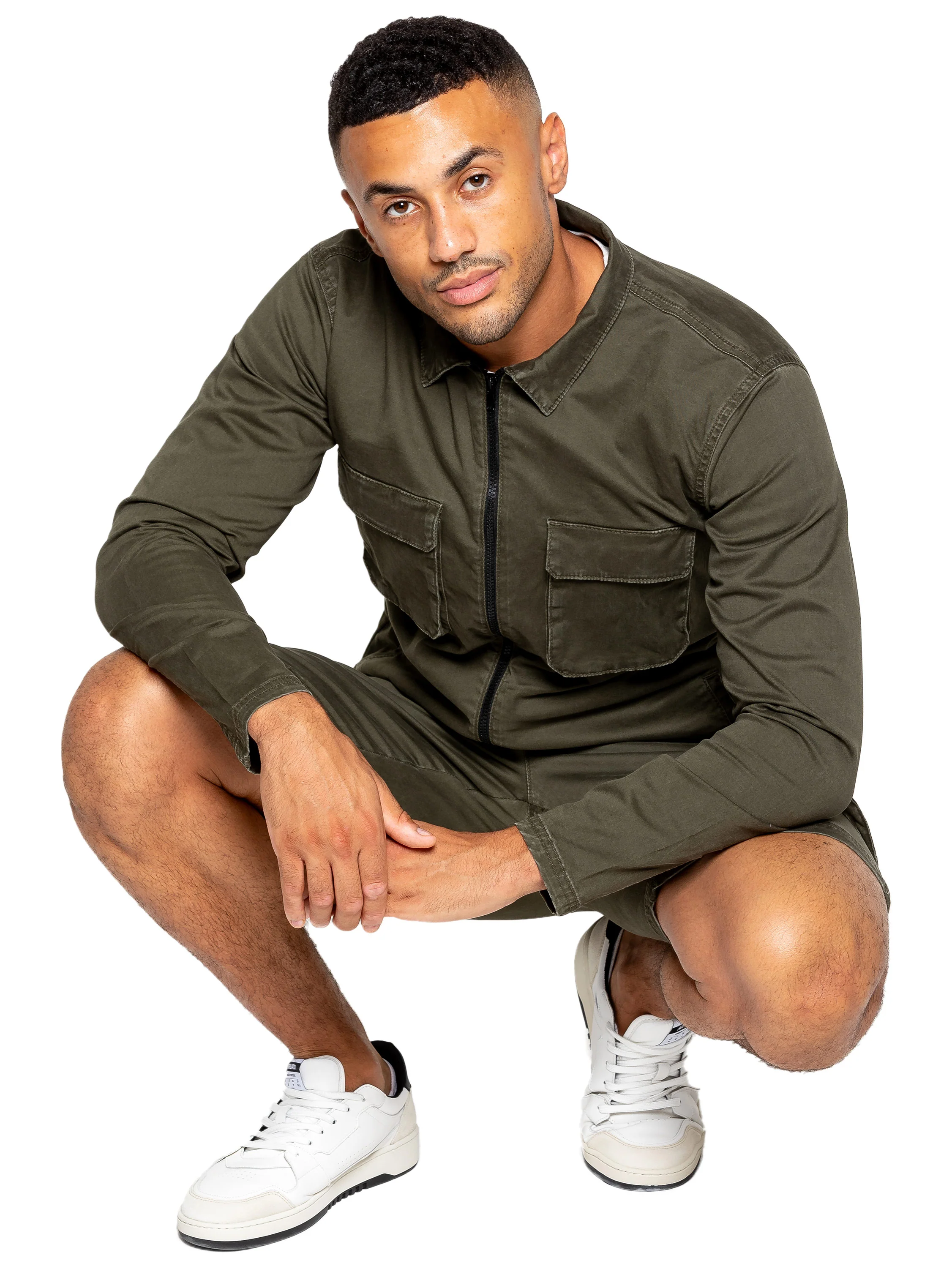 Nova Dye Cargo Jacket and Shorts Set - Khaki - Image 3
