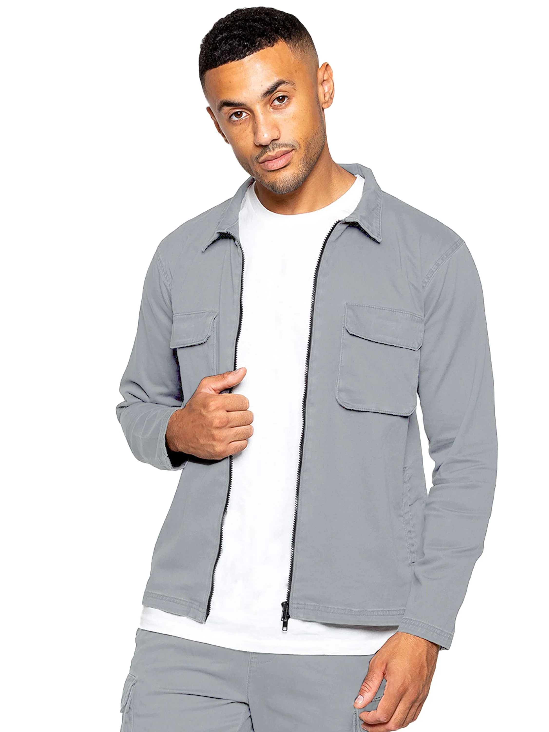 Nova Dye Cargo Jacket and Shorts Set - Light Grey - Image 2