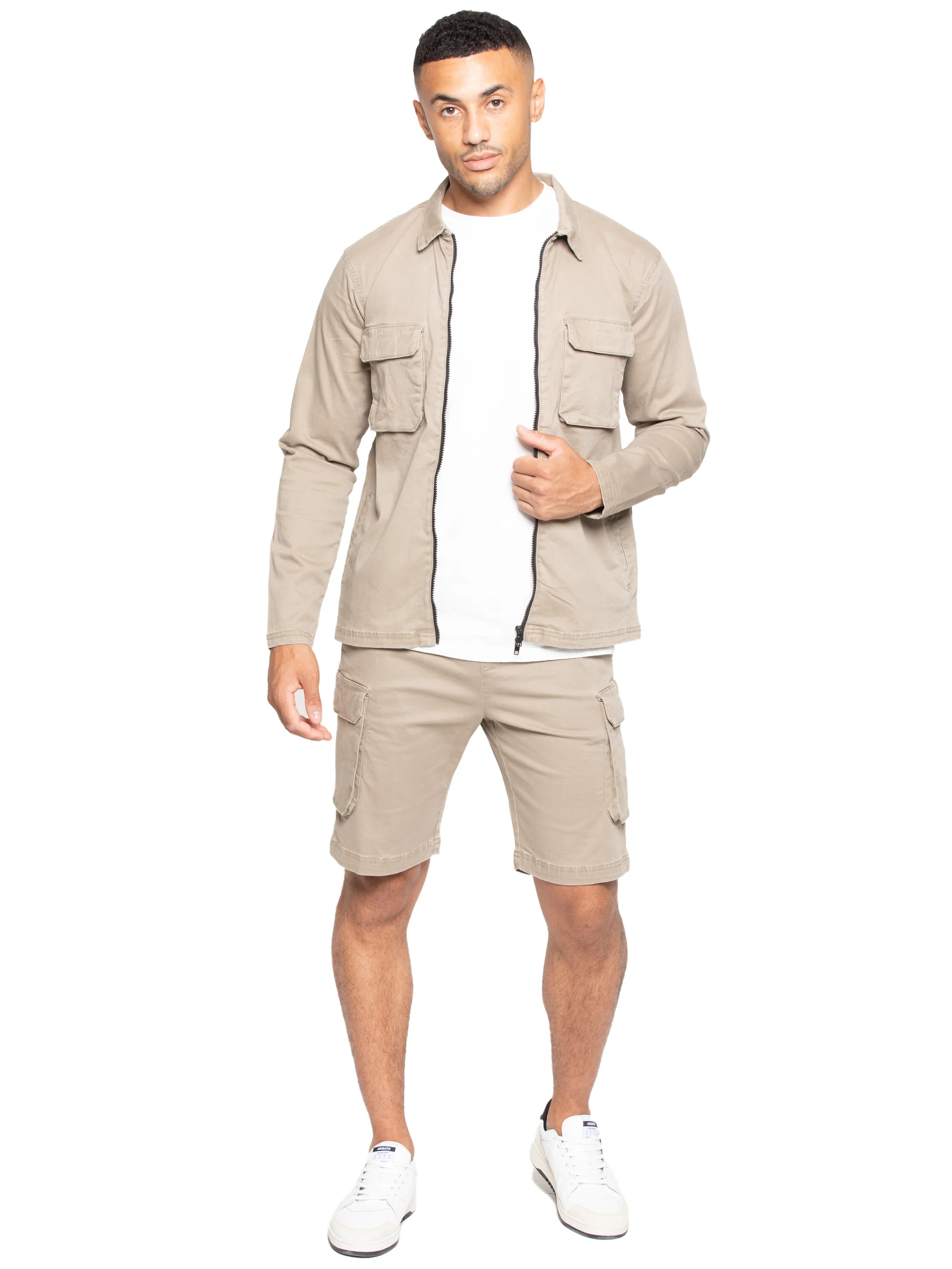Nova Dye Cotton Cargo Shorts - Beige - Image 6
