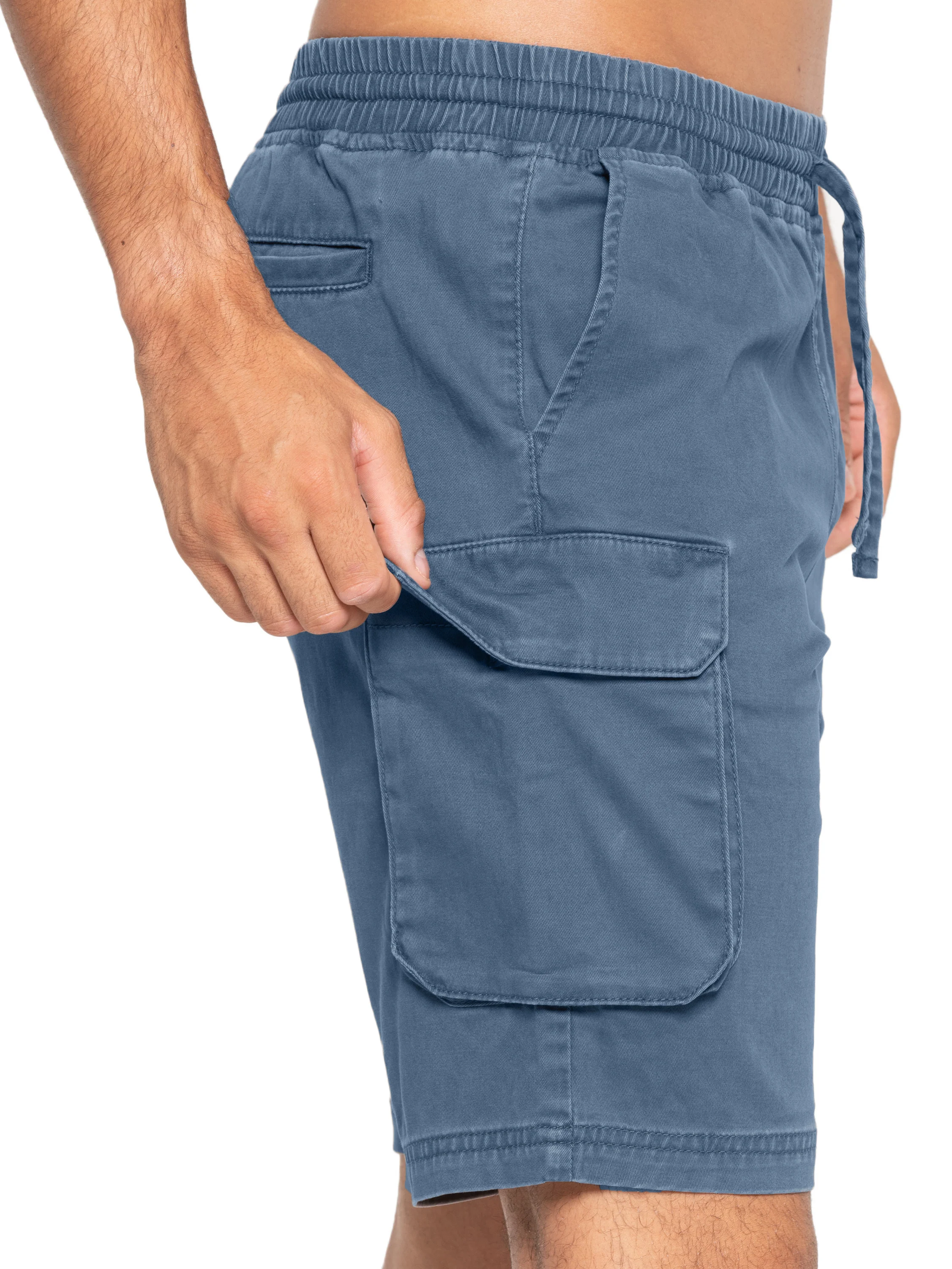 Nova Dye Cotton Cargo Shorts - Steel Blue - Image 4