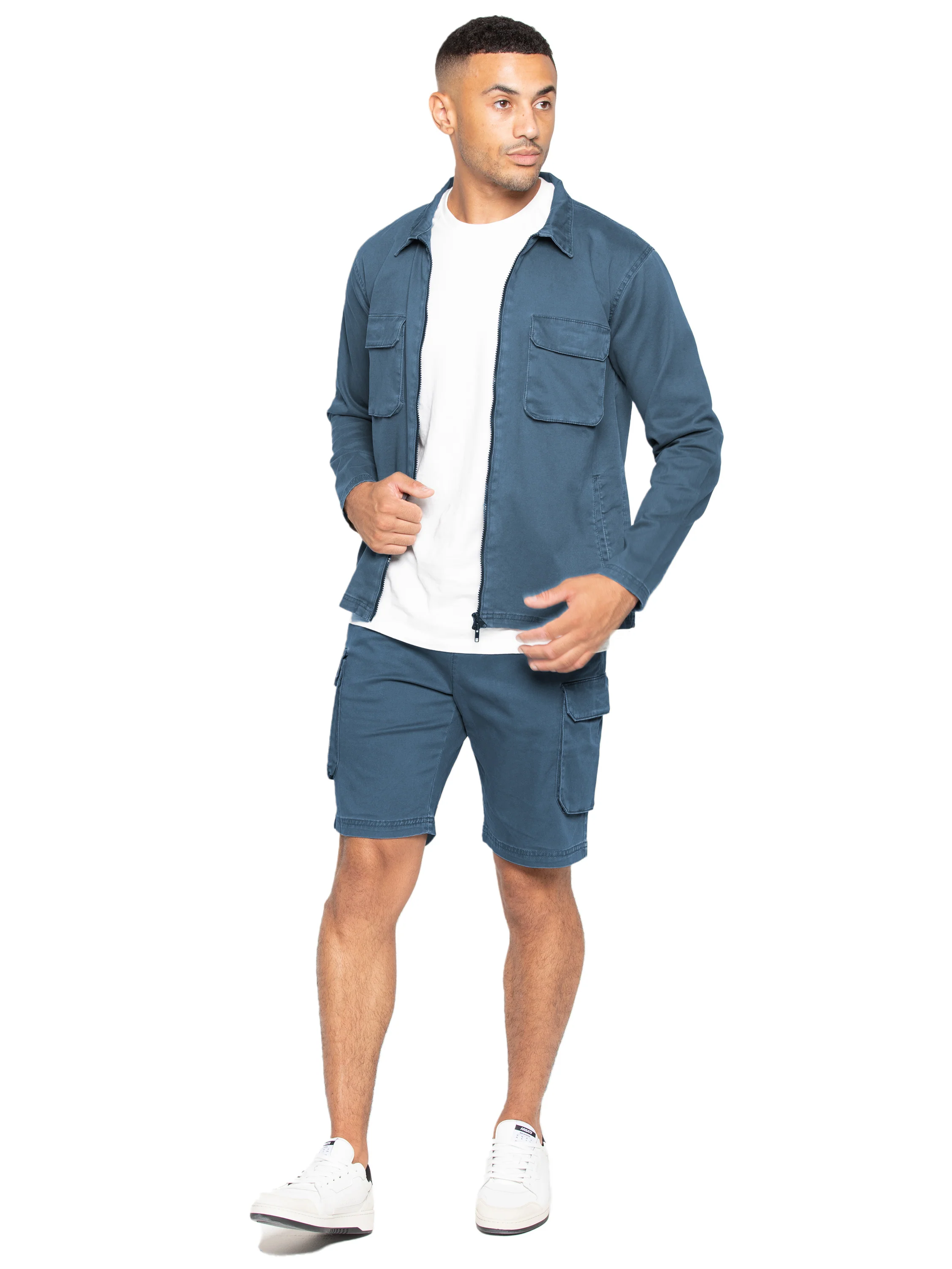 Nova Dye Cotton Cargo Shorts - Steel Blue - Image 5