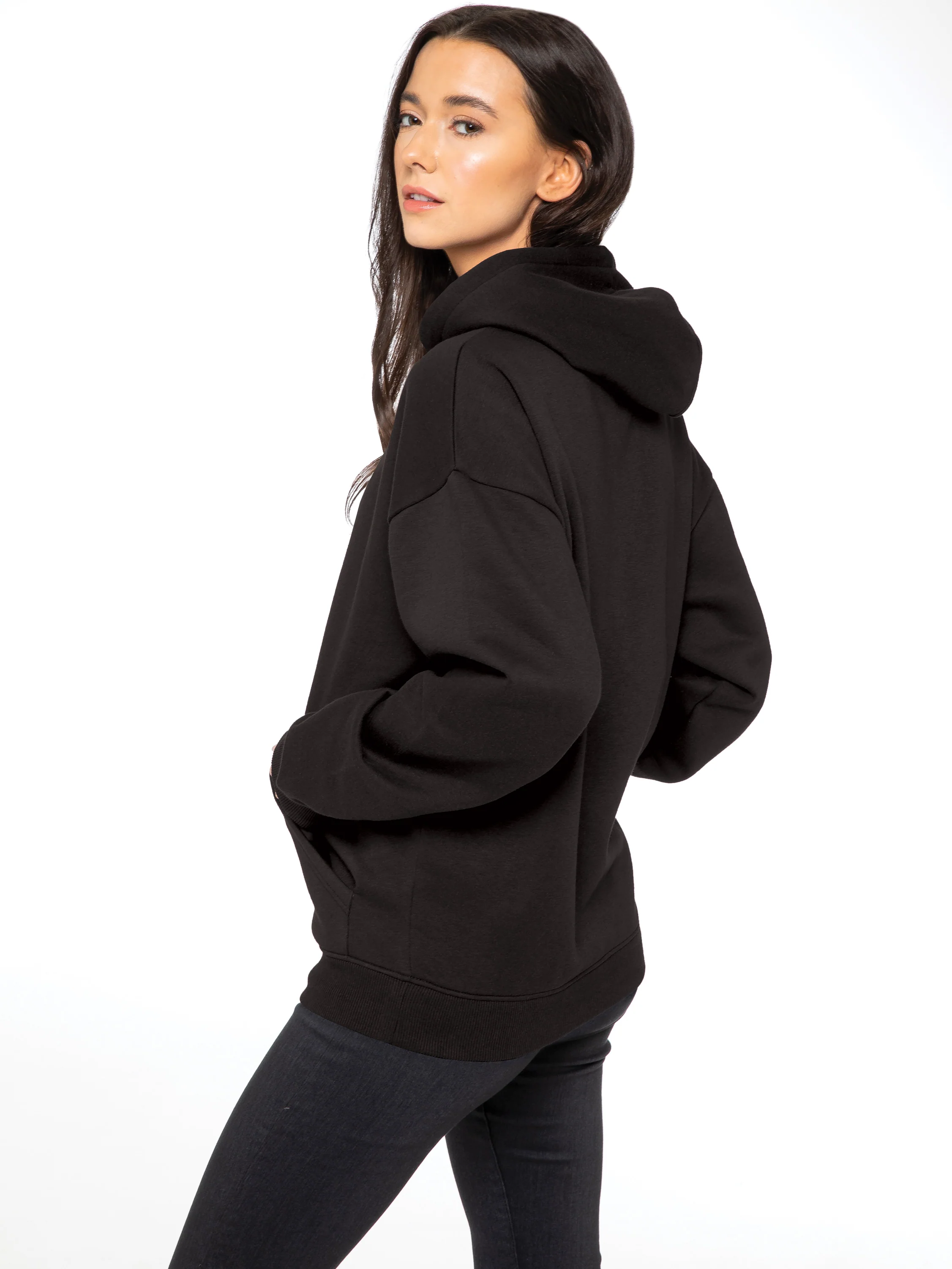 Oversized Essential Hoodie - Black - Image 3