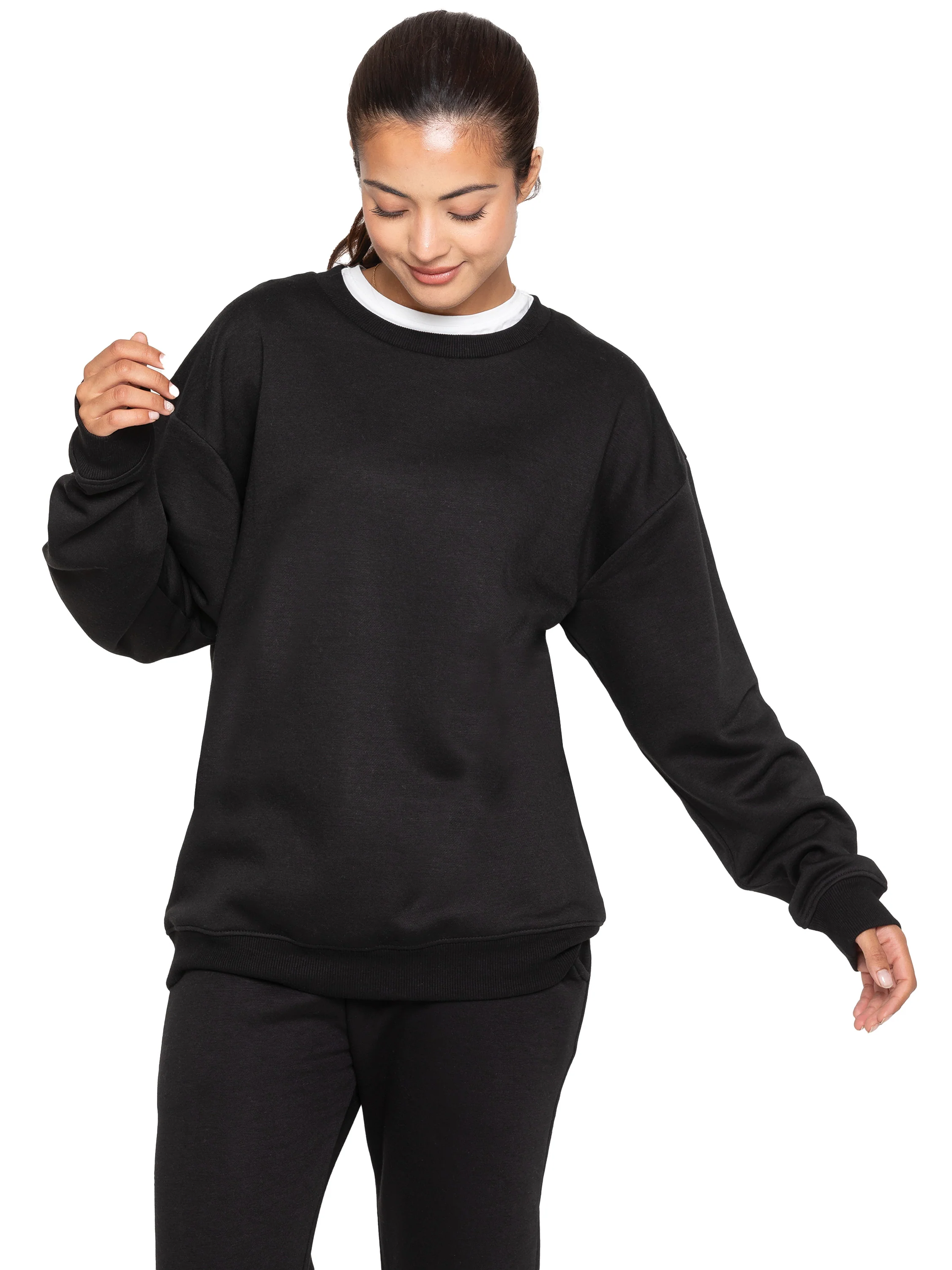 Oversized Sweatshirt and Jogger Set - Black - Image 4