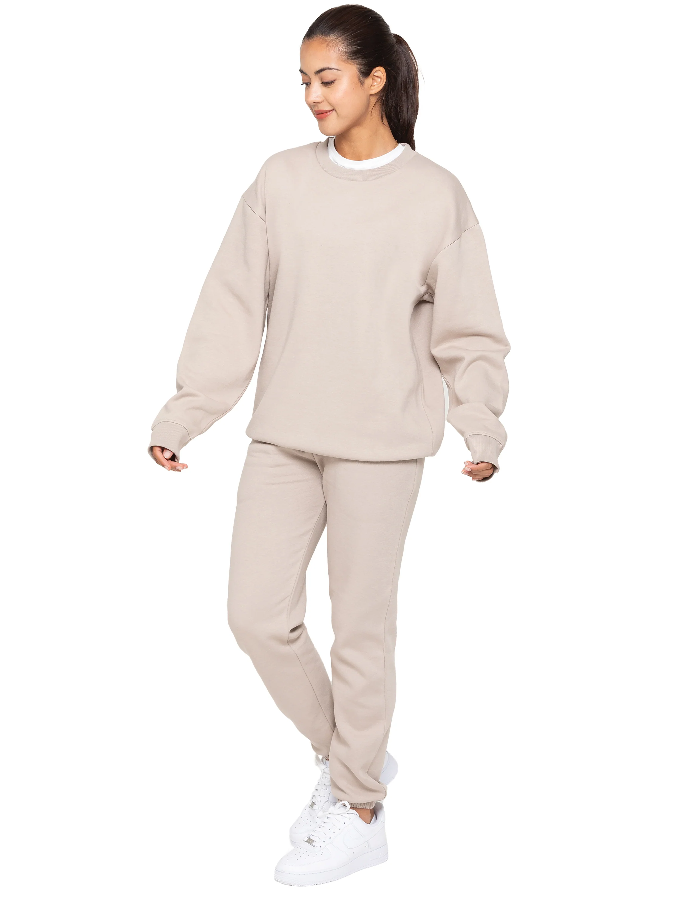 Oversized Sweatshirt and Jogger Set - Oatmeal - Image 5