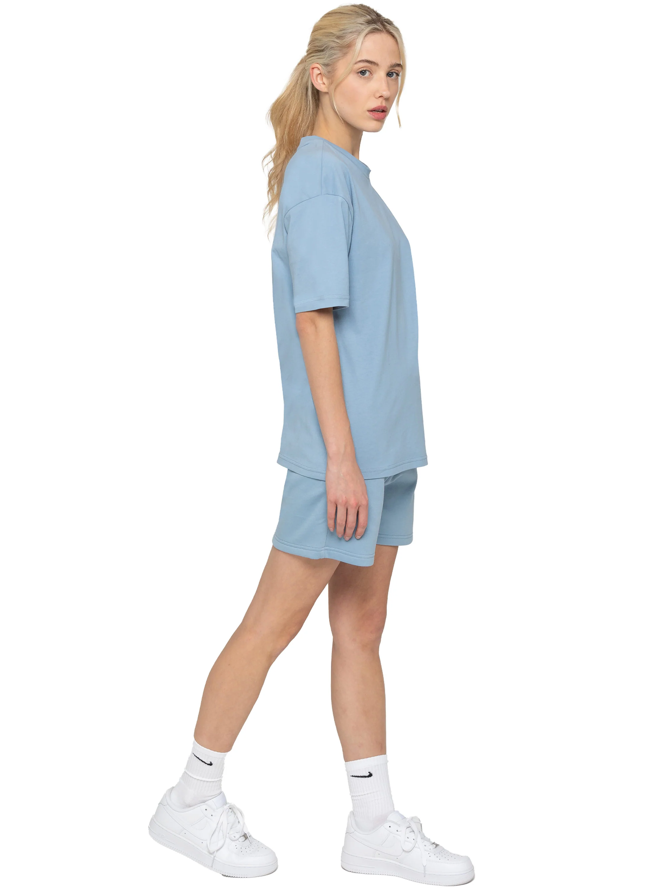 Oversized T-Shirt and Shorts Set - Blue - Image 3
