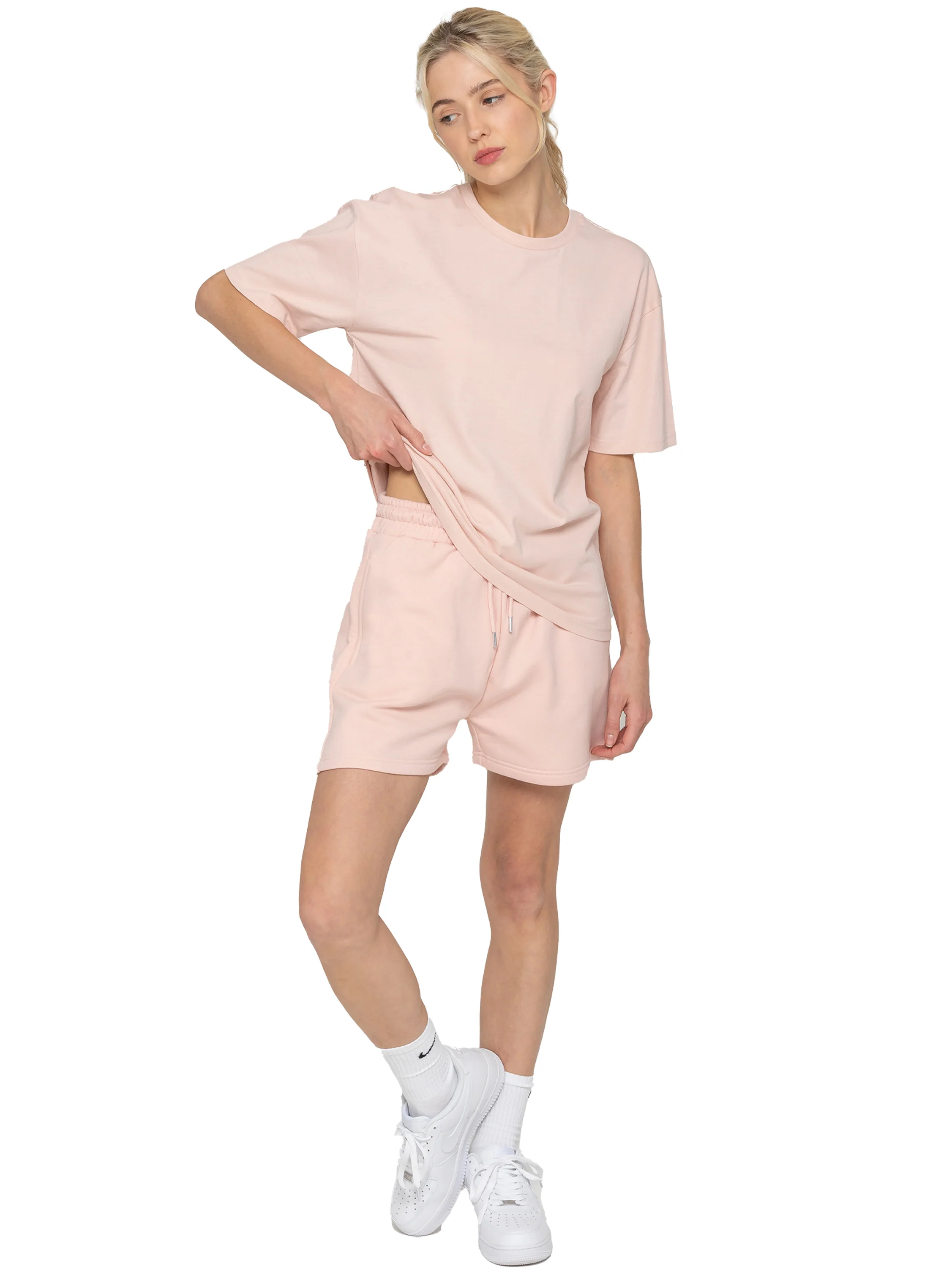 Oversized T-Shirt and Shorts Set - Peach - Image 3