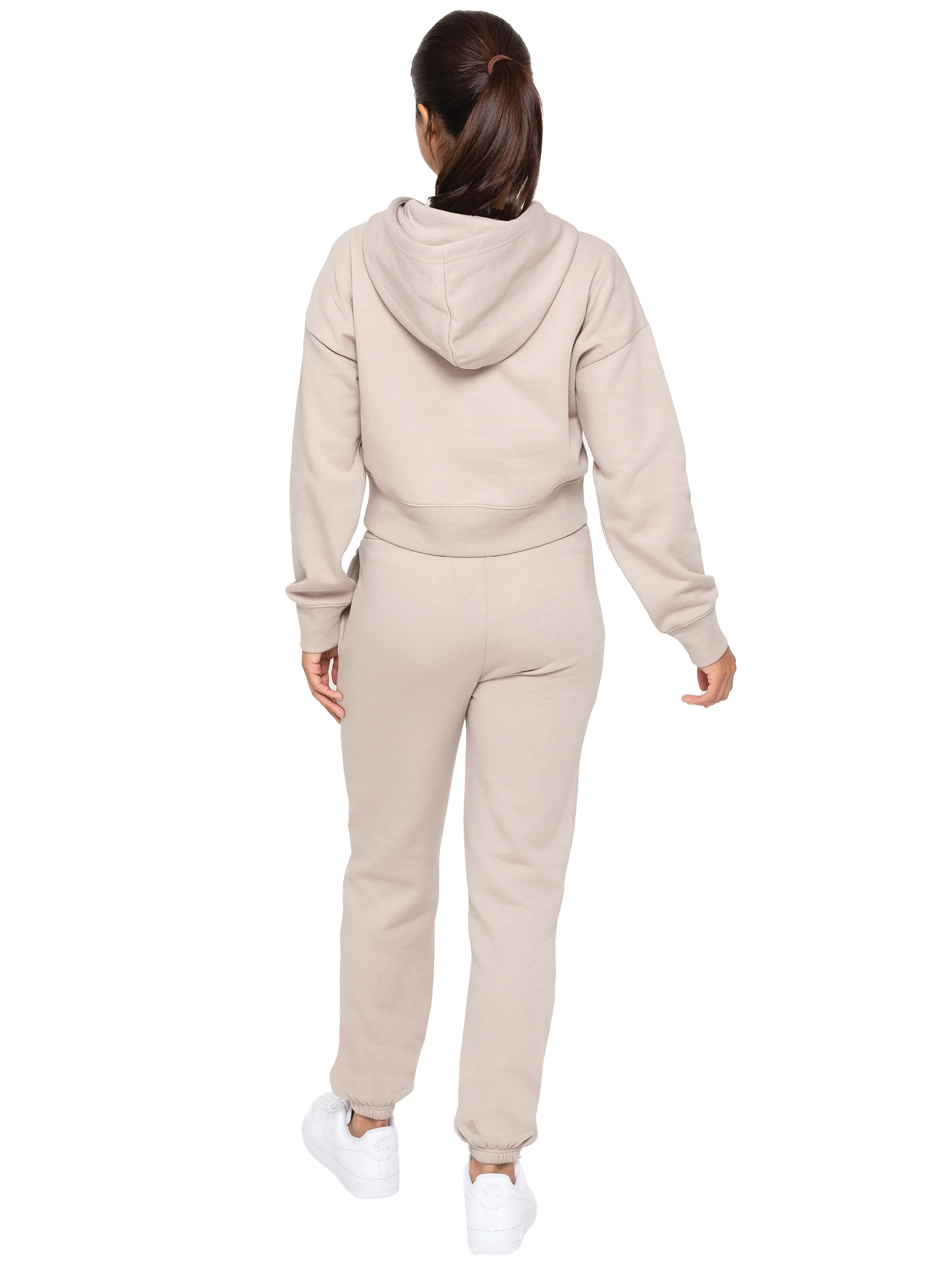 Plush Crop Zip Hoodie - Oatmeal - Image 4