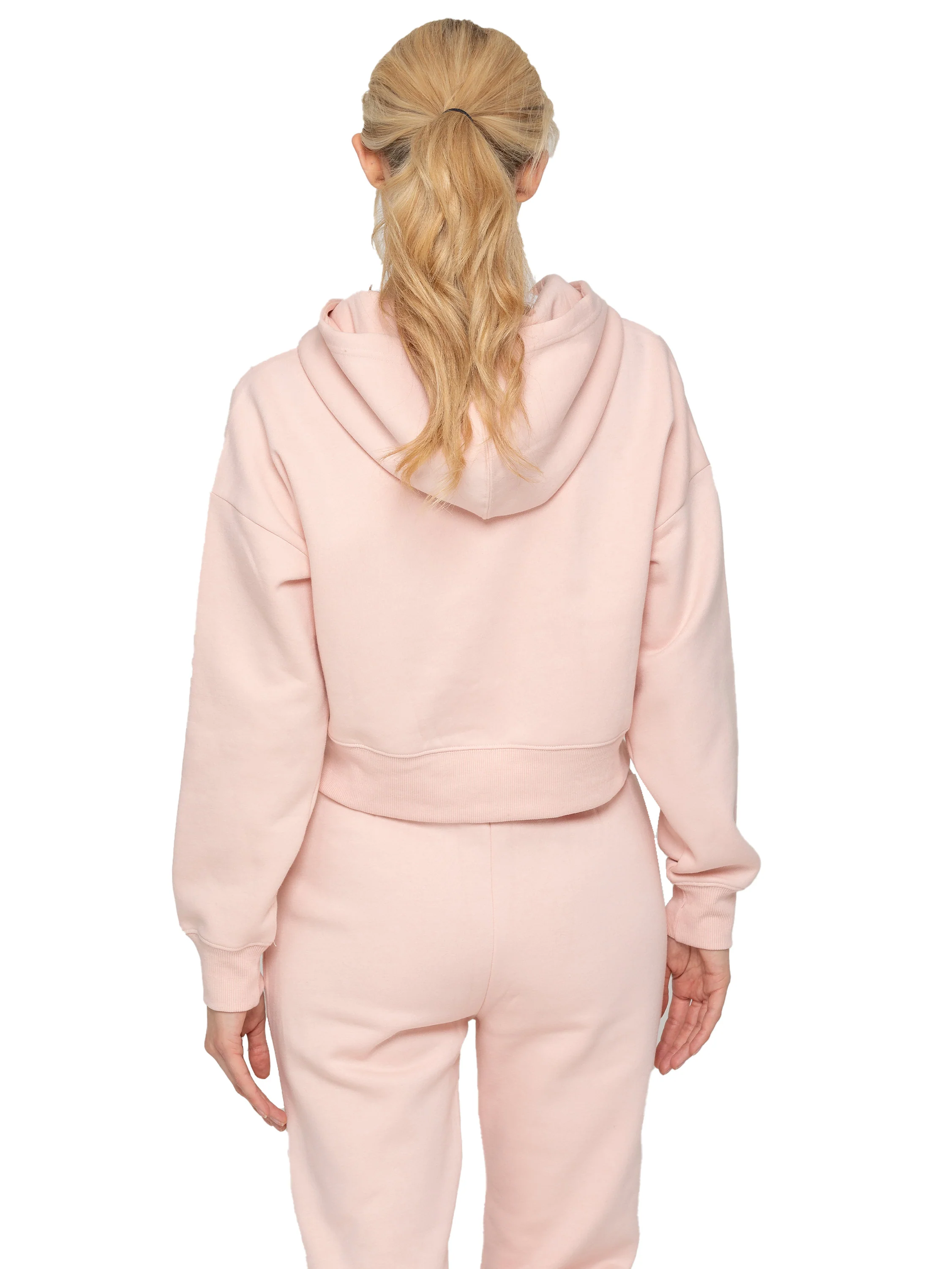 Plush Crop Zip Hoodie - Peach - Image 3