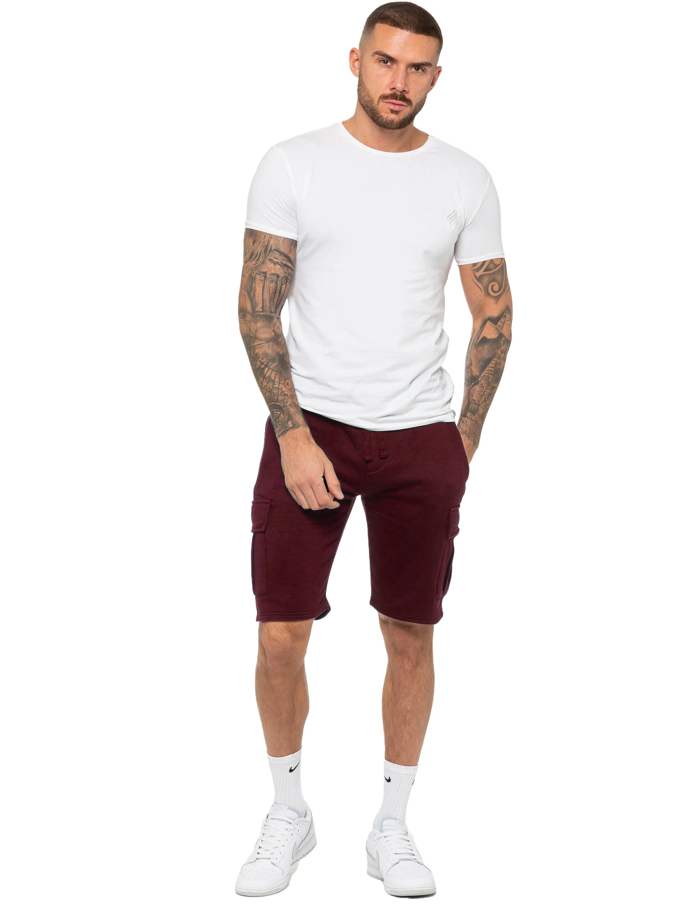 Raphael Fleece Cargo Shorts - Berry - Image 5