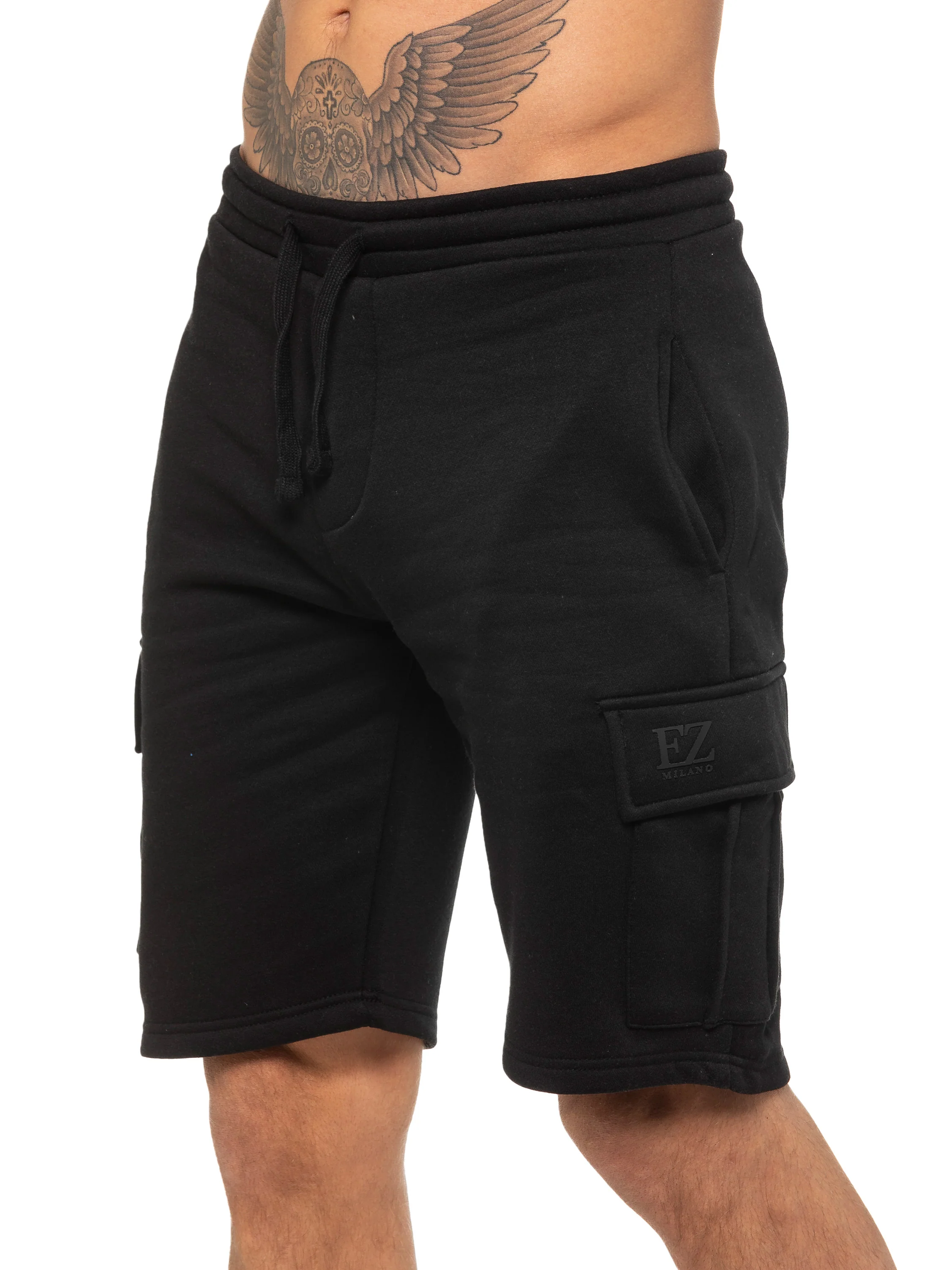 Raphael Fleece Cargo Shorts - Black - Image 3